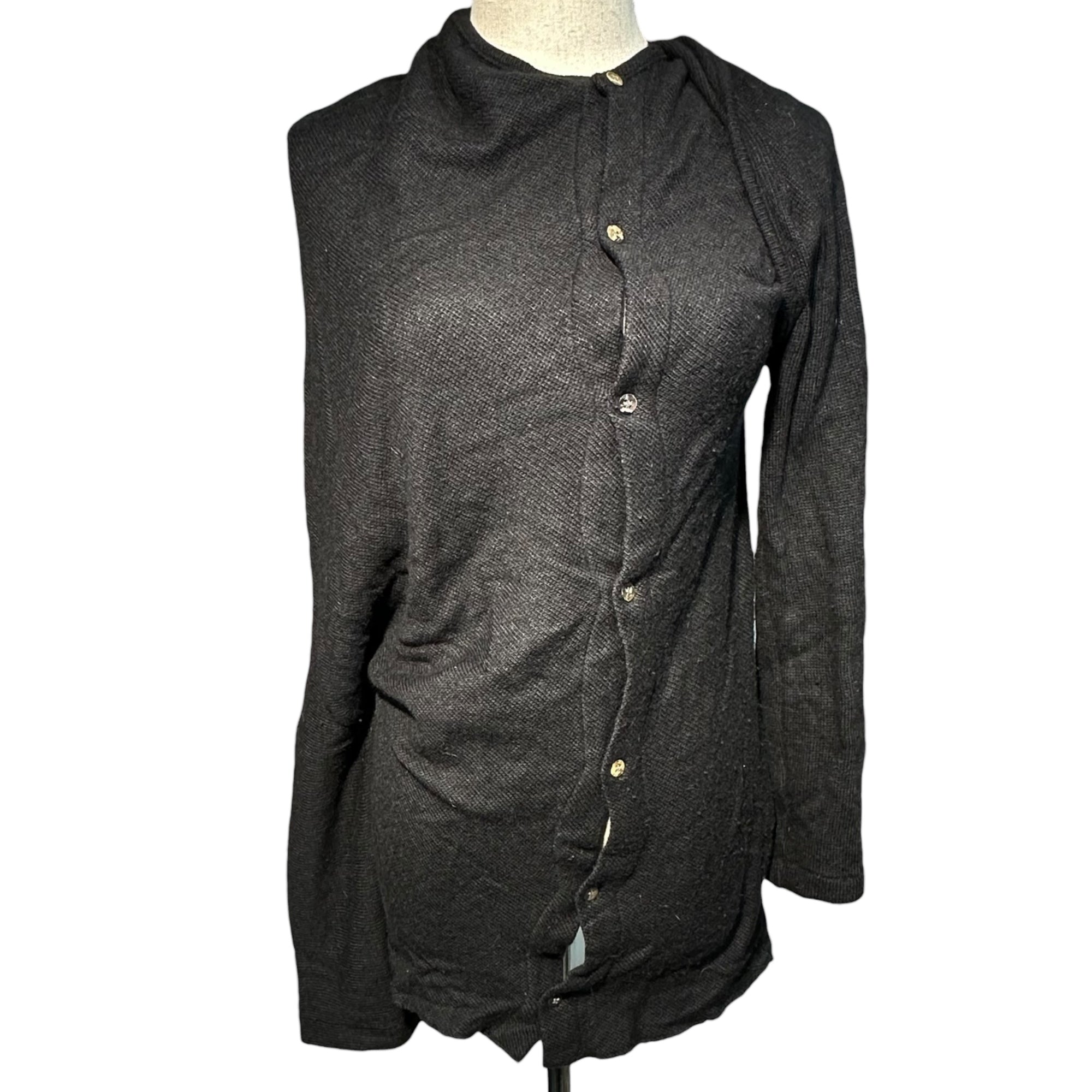 Y's(ワイズ) Shaped Layered Wool Knit Cardigan 変形 レイヤード ウール ニット カーディガン YG-T43-173 3 ブラック