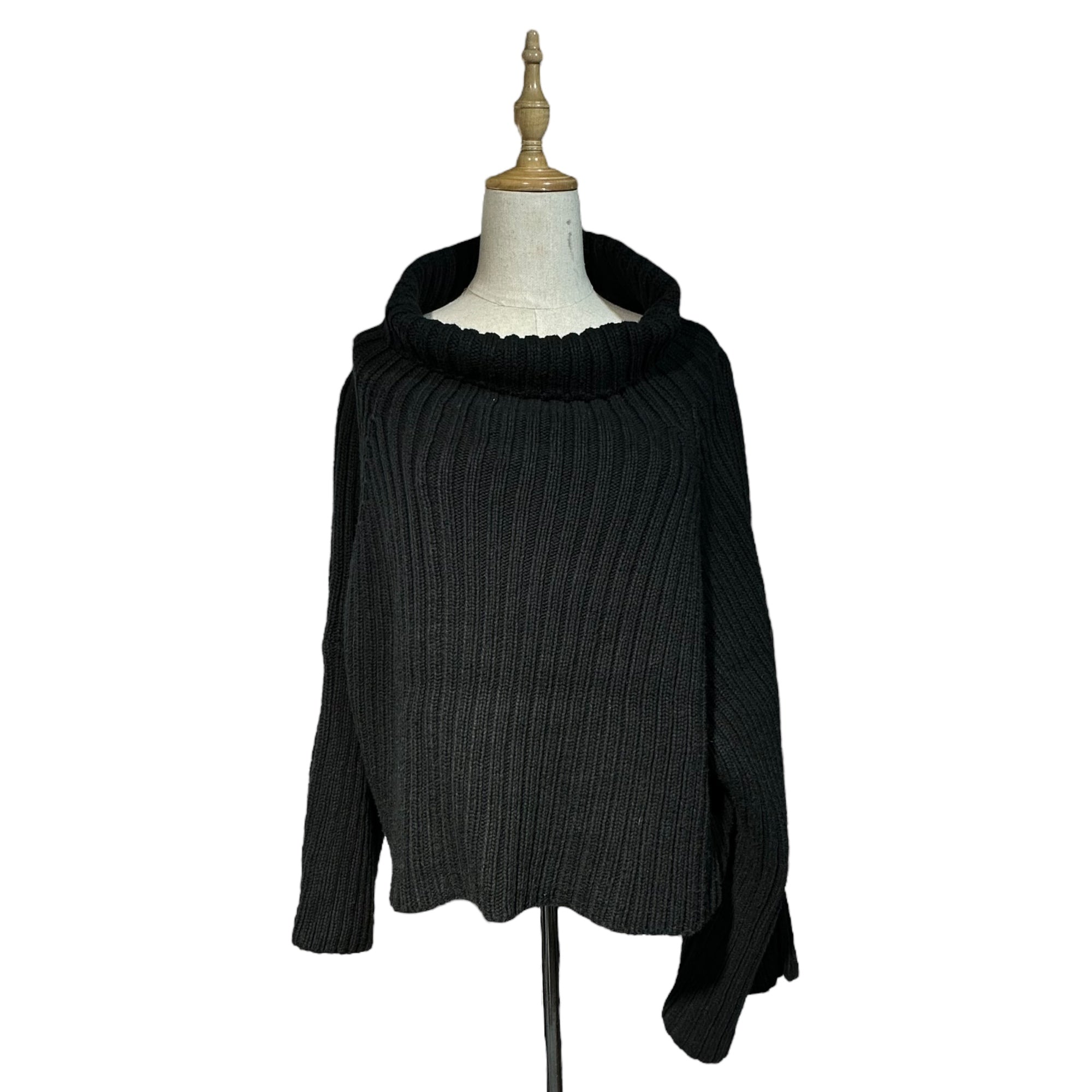 Y's(ワイズ) Short length thick ribbed turtleneck cotton knit ショート丈 太リブ タートルネック コットン ニット YQ-K04-075 3(L) ブラック