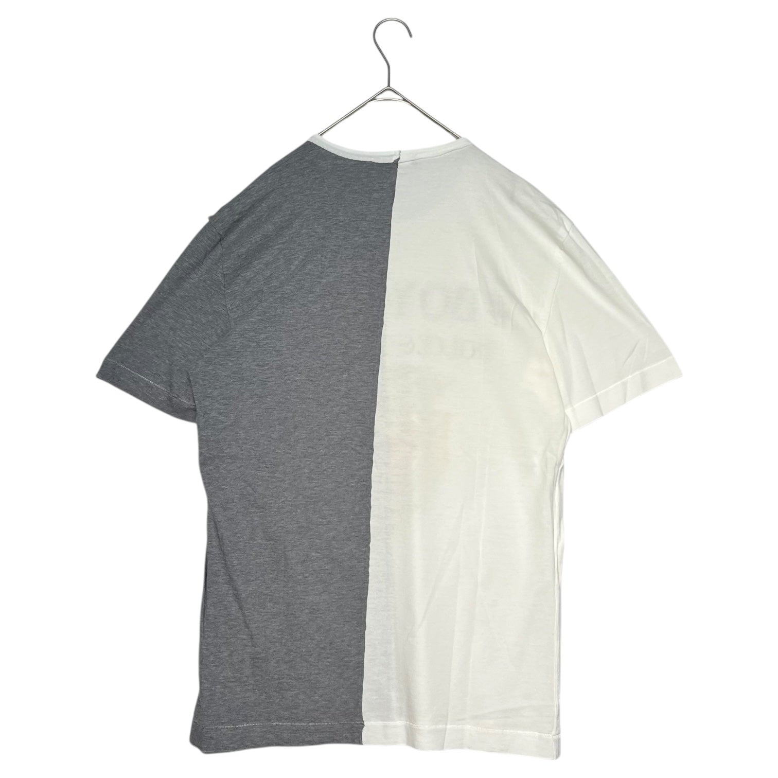 DOLCE&GABBANA(ドルチェ&ガッバーナドルガバ) Logo print reconstruction T-shirt ロゴ プリント 再構築 切替 Tシャツ G8IZ2T G7OKU 46(M程度) ホワイト×グレー