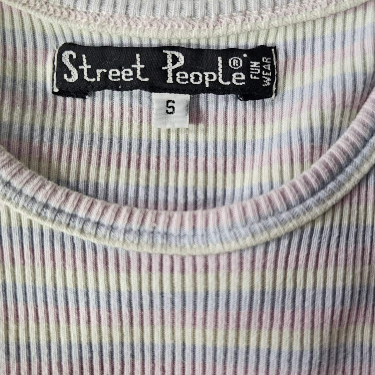 Euro vintage(ヨーロッパヴィンテージ) 70's~pale blue pink white pin stripe mini tee ペールトーンなミニTシャツ Sサイズ マルチカラー