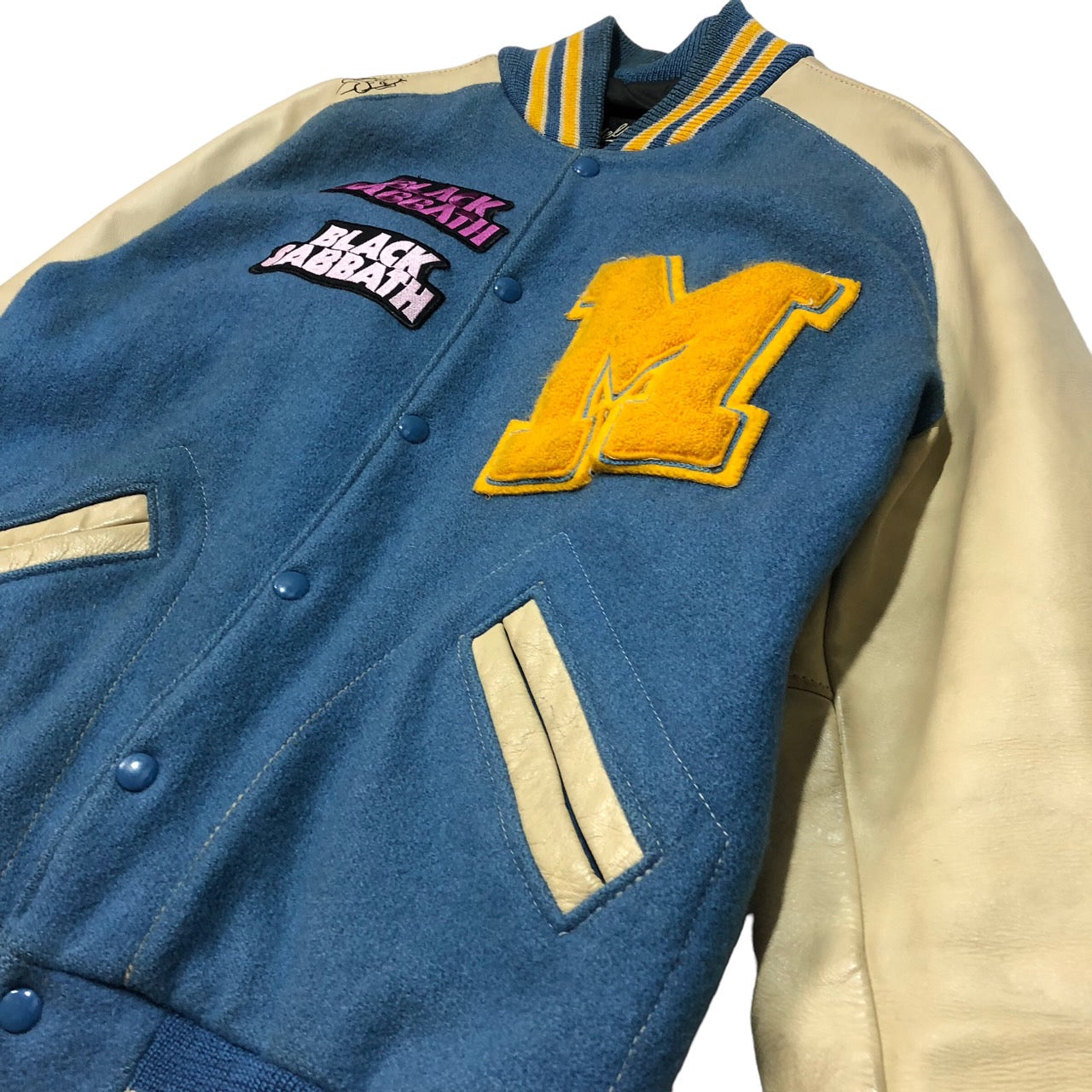 NELSON'S(ネルソンズ) 80's ヴィンテージワッペンスタジャン/スタジアムジャンパー/ブルゾン/ジャケット 42(XKサイズ程度) スカイブルー×ホワイト USA製 80年代