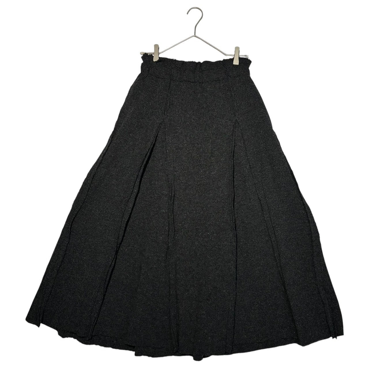 COMME des GARCONS(コムデギャルソン) 02AW Vintage Pants style design wool nylon open cut long flared skirt パンツ風 デザイン ウール ナイロン 切りっ放し ロング フレア スカート GG-S049 M グレー AD2002
