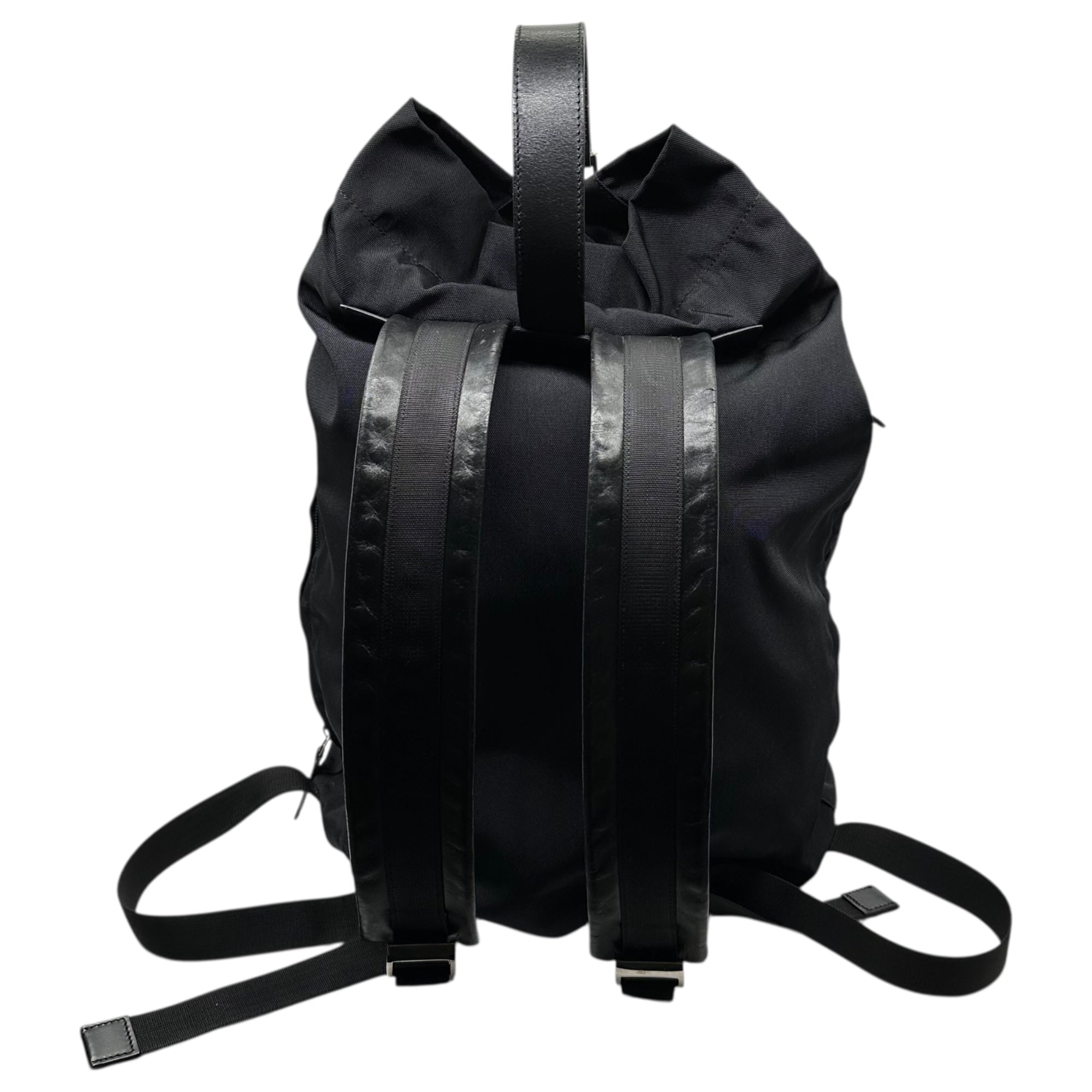 GUCCI(グッチ) Nylon Leather Jackie Drawstring Backpack ナイロン レザー ジャッキー 巾着 リュック 019・0585 ブラック OLD リュックサック デイパック