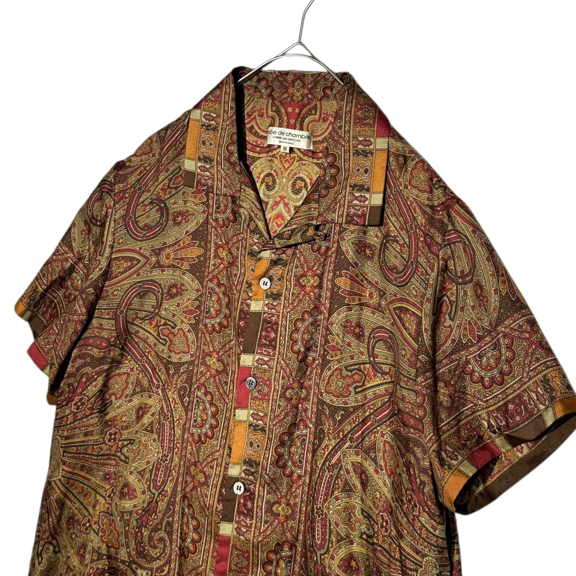 robe de chambre COMME des GARCONS(ローブドシャンブルコムデギャルソン) 99SS All paisley pattern short sleeve silk shirt 総ペイズリー 柄 半袖 シルク シャツ RB-10014M M ベージュ×ピンク AD1998