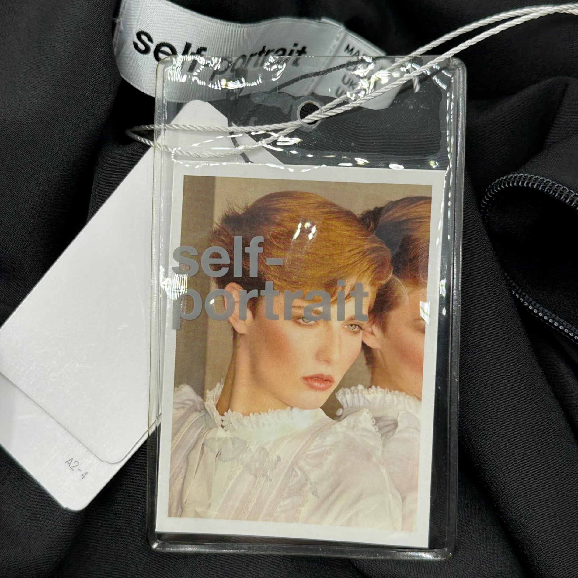 Self Portrait(セルフポートレイト) S/S CREPE TRIMMED DRESS クレープ トリム ドレス スパンコール ワンピース SP23-082B UK06(XS程度) ブラック×ネイビー