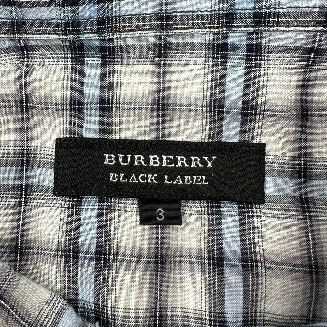 BURBERRY BLACK LABEL(バーバリーブラックレーベル) Tartan Check Horse Logo Embroidered Western Shirt タータンチェック ホース ロゴ 刺繍 長袖 ウエスタン シャツ BMW89-406-23 3 グレー×スカイブルー