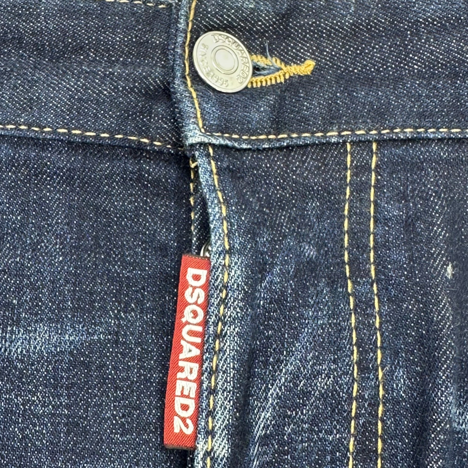 DSQUARED2(ディースクエアード) SEXY TWIST JEAN セクシー ツイスト ジーンズ デニム パンツ S74LB0821 46(S程度) インディゴ×イエロー