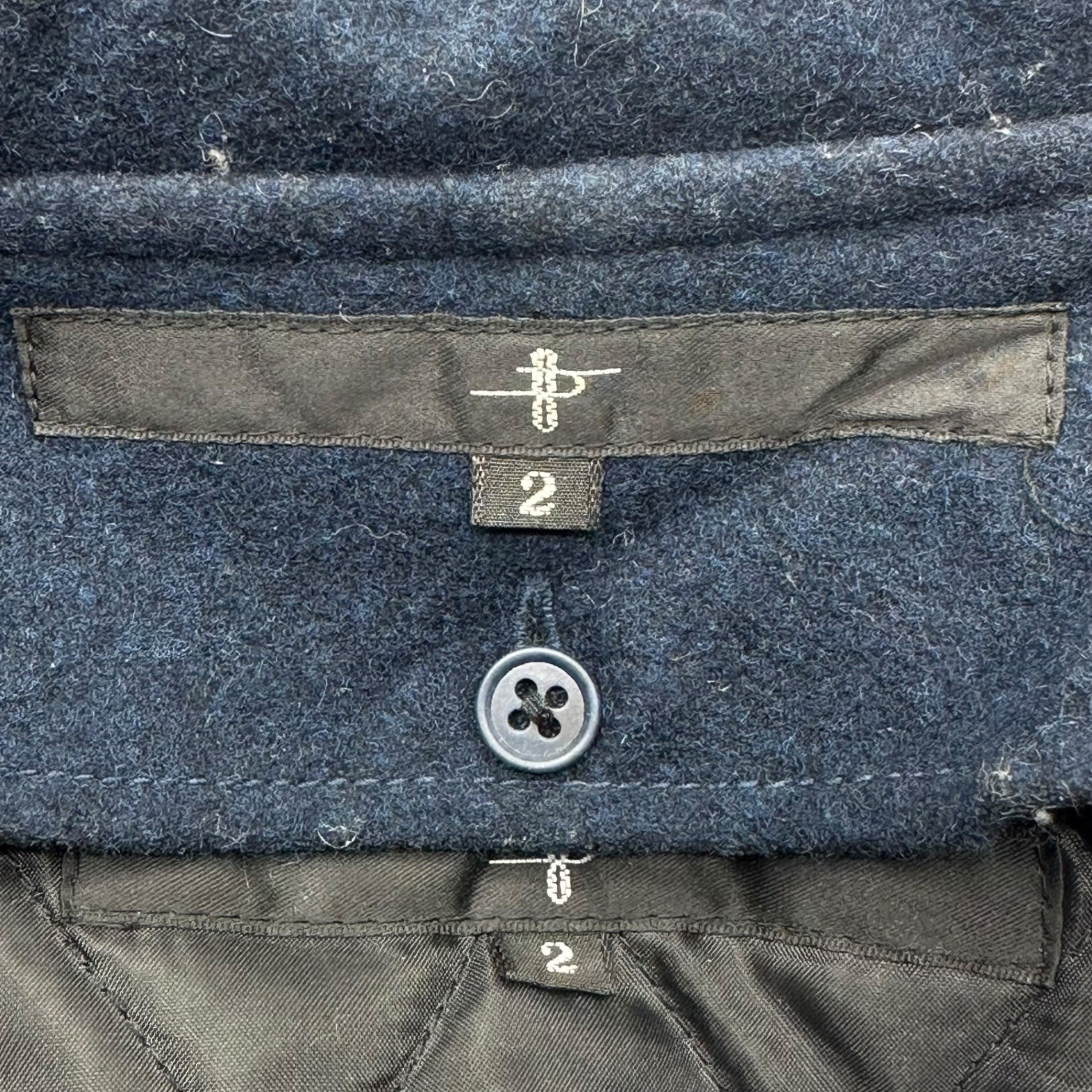 NO ID(ノーアイディー) 14AW Light Wool Melton type M-51 Half Coat 14AW ライト ウール メルトン type M-51 ハーフ コート Y2K 835003-712C 2(M) ネイビー×ベージュ 参考定価39,000円+税 チャイニーズラクーン使用