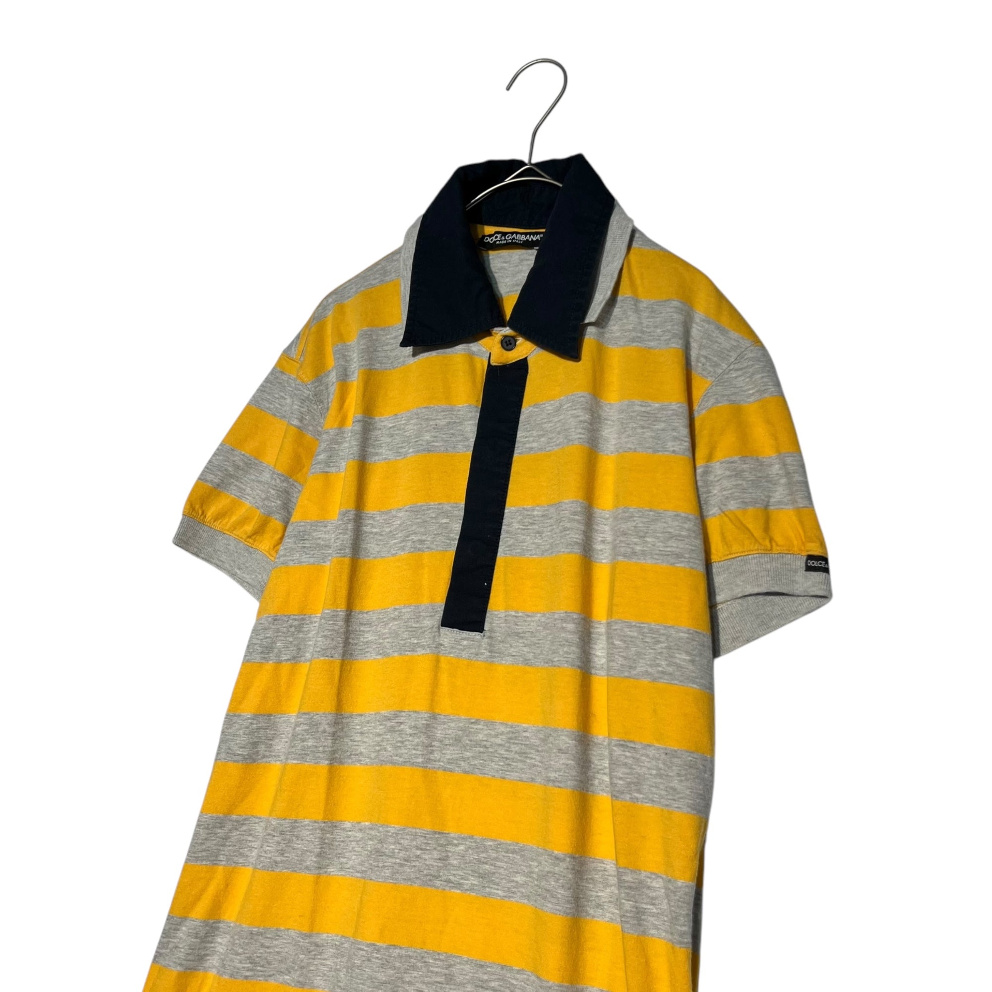 DOLCE&GABBANA(ドルチェ&ガッバーナドルガバ) 00's Double color border patch polo shirt ダブル カラー ボーダー ポロシャツ G8675T 48 イエロー×グレー