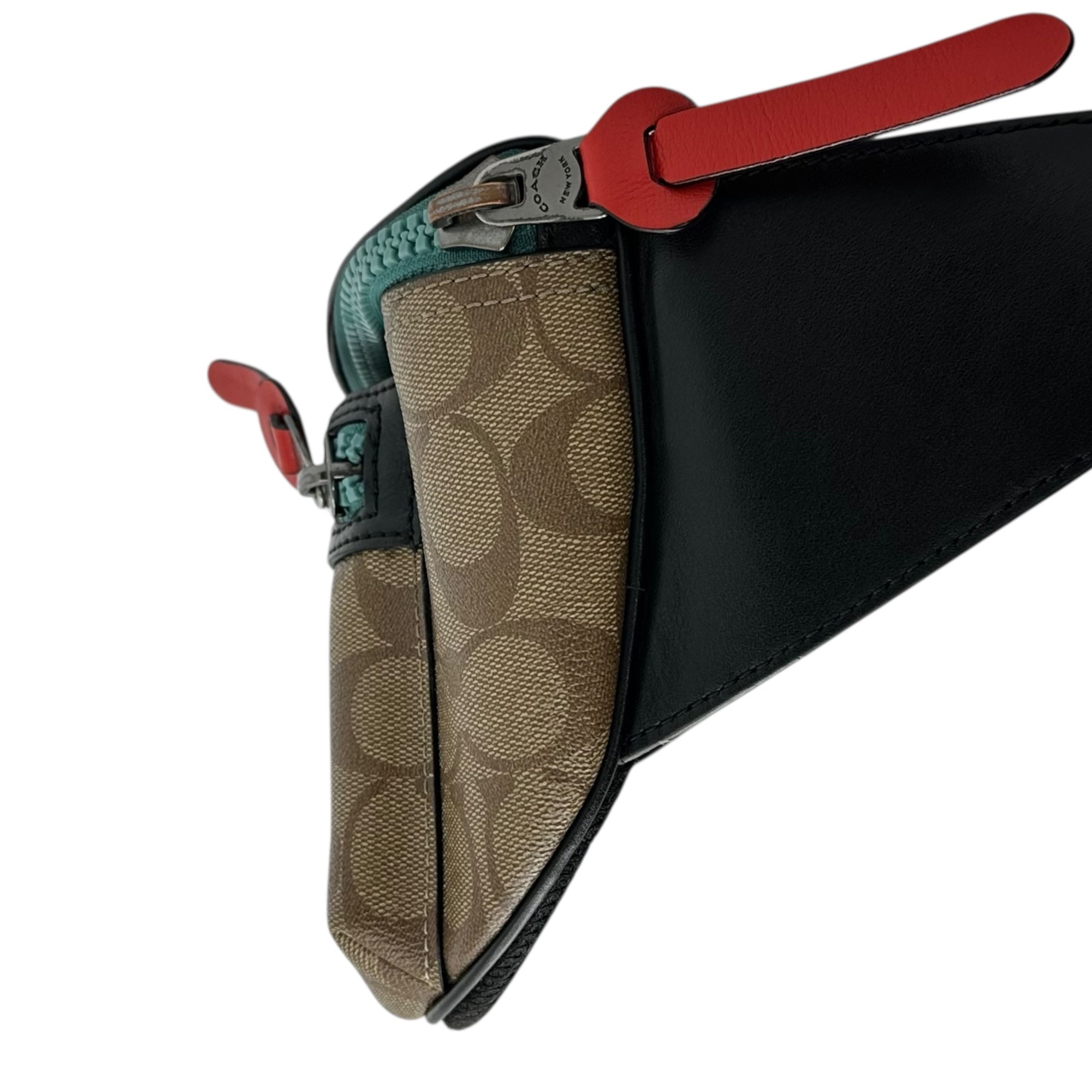 COACH(コーチ) Logo Patch Signature Body Bag ロゴ ワッペン シグネチャー ボディバッグ F72931 ベージュ×ブラック ウエスト ポーチ ショルダー バッグ 斜め掛け