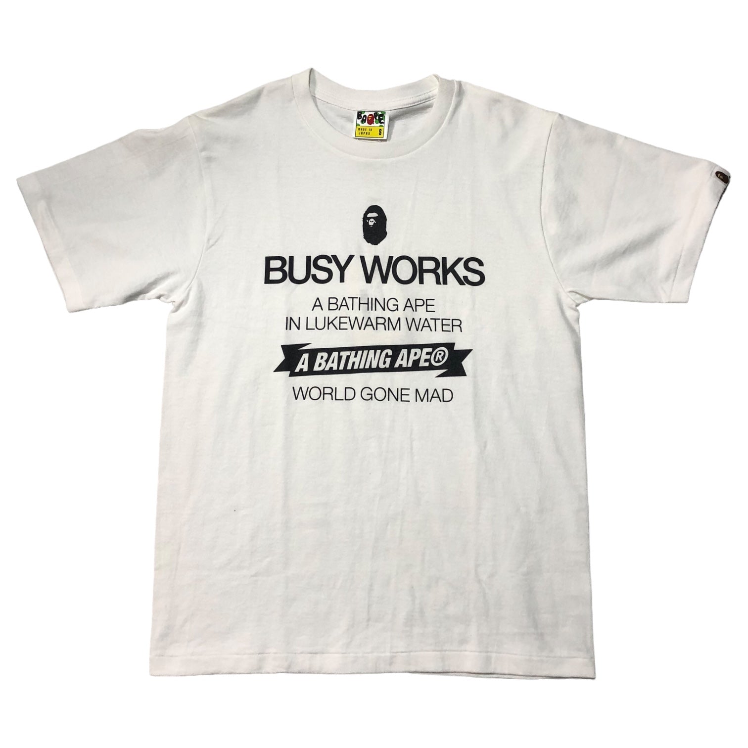 A BATHING APE(アベイシングエイプ) BUSY WORKS Tシャツ SIZE S ホワイト×ブラック