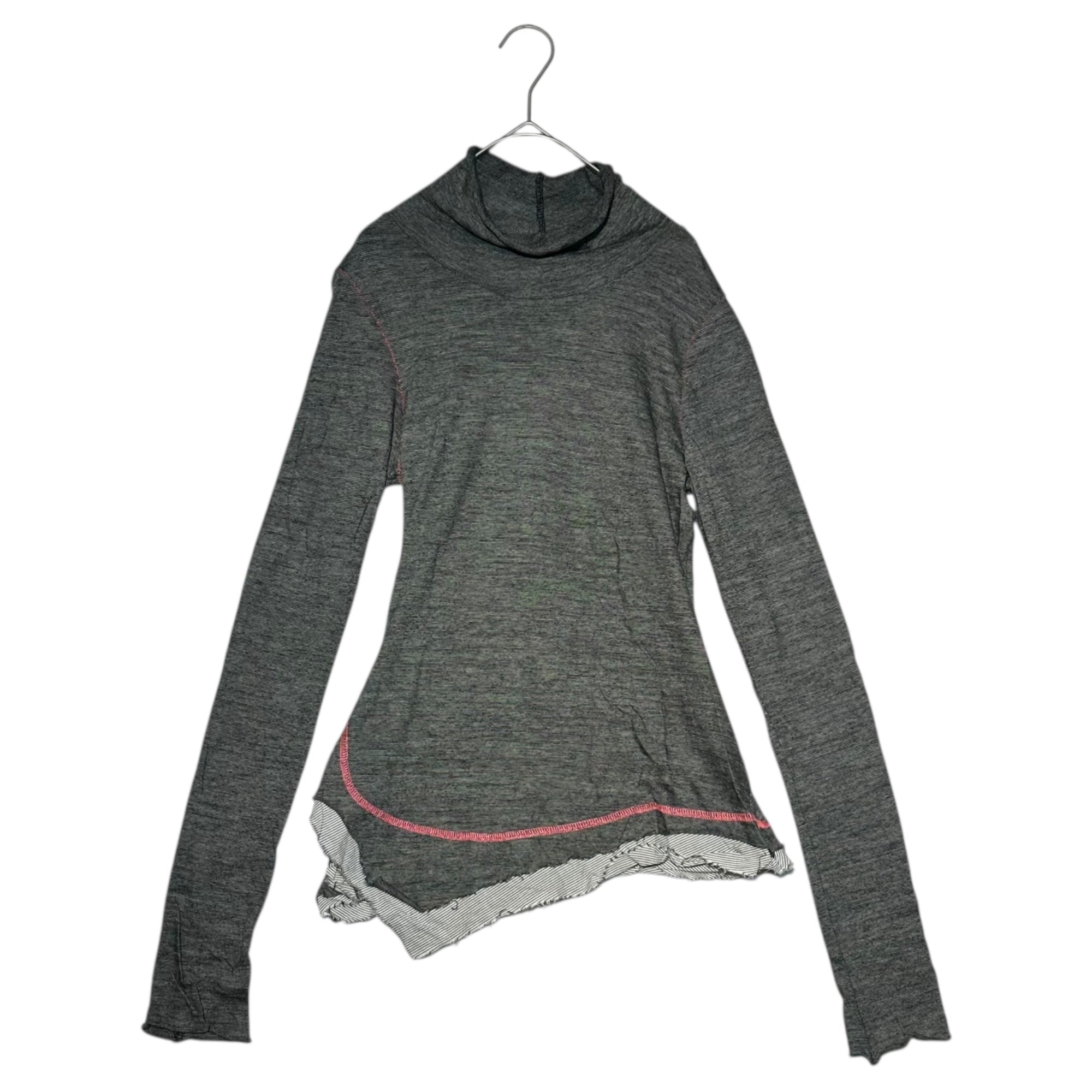 MARITHE FRANCOIS GIRBAUD(マリテフランソワジルボー) 00’s Turtleneck Layered L/S Knit Top タートルネック 異素材 レイヤード 長袖 カットソー F7-6165 M グレー Y2K