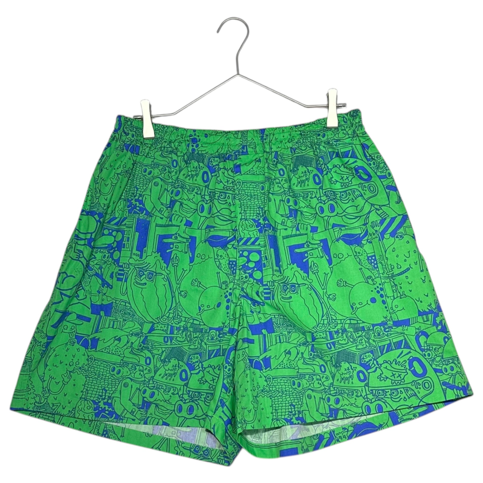 eye JUNYA WATANABE MAN(アイジュンヤワタナベマン) 24SS LOUSY LIVIN GRAPHICS SHORTS 綿 ブロード プリント グラフィック ショーツ ハーフパンツ WM-P918 XL グリーン×ブルー AD2023
