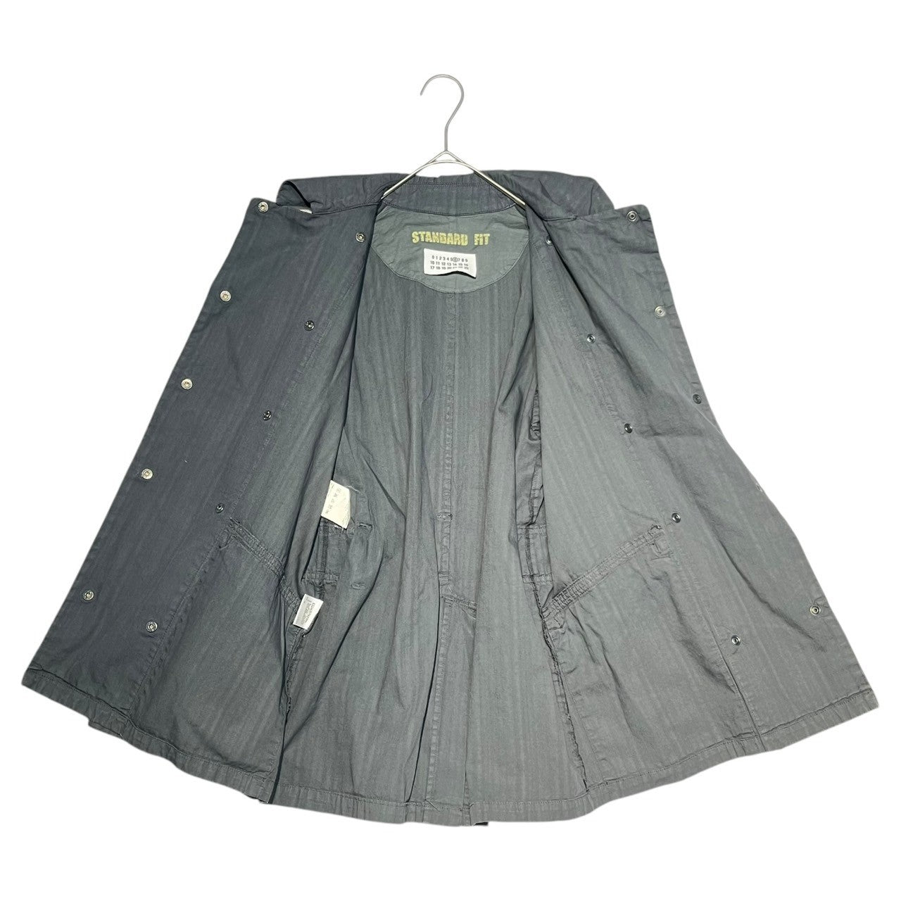 Maison Martin Margiela(メゾン マルタンマルジェラ) 04SS Inside-out double-snap button work jacket インサイド アウト ダブル スナップ ボタン ワーク ジャケット 01711/0041 36 グレー 00S 本人期 ここのえ ミリタリー