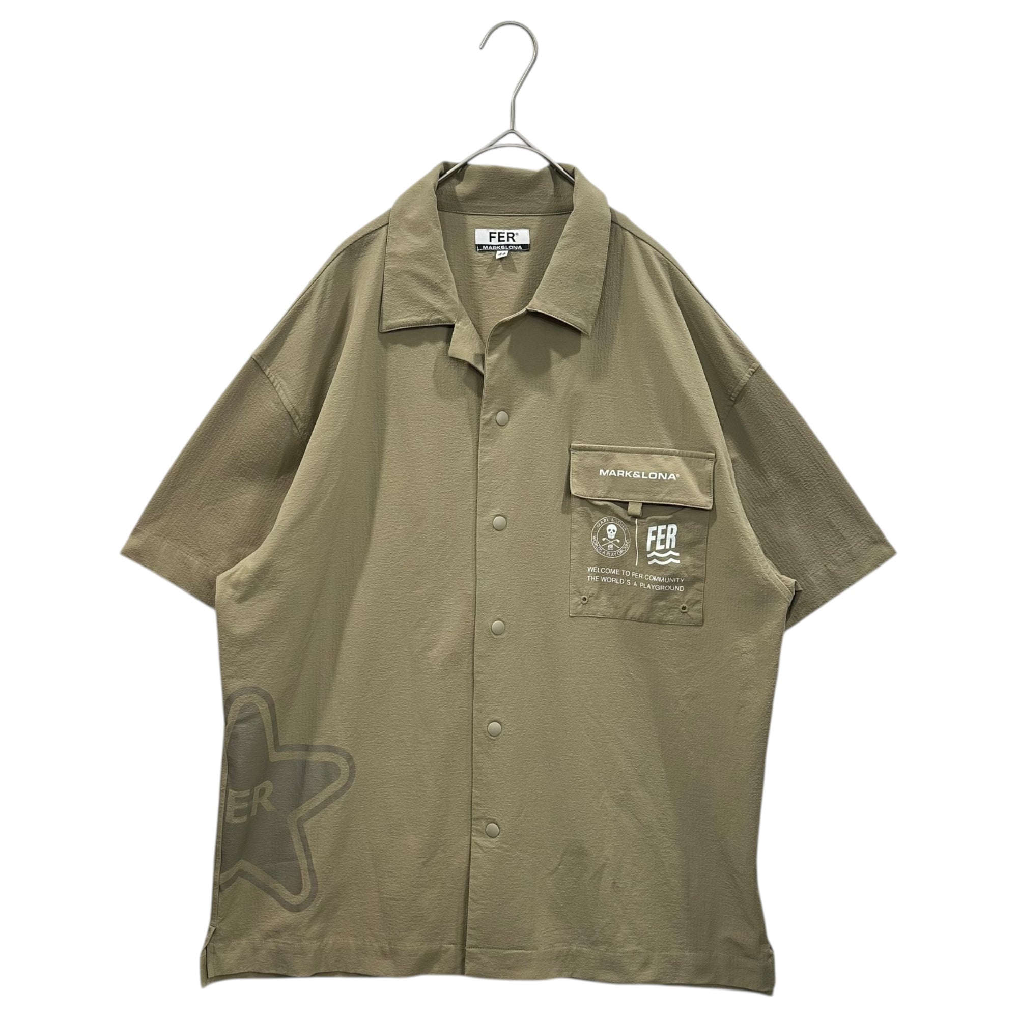 MARK&LONA(マークアンドロナ) 2025SS Fer Star U-Light shirt 半袖 シャツ MFM-5A-AC06 46 ベージュ ゴルフ ウェア