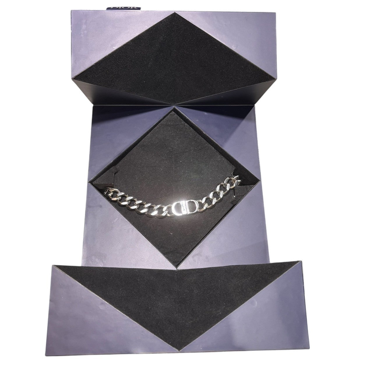 Christian Dior(クリスチャンディオール) CD ICON chain link necklace アイコン チェーンリンク ネックレス シルバーカラー 箱、購入時のレシート付属