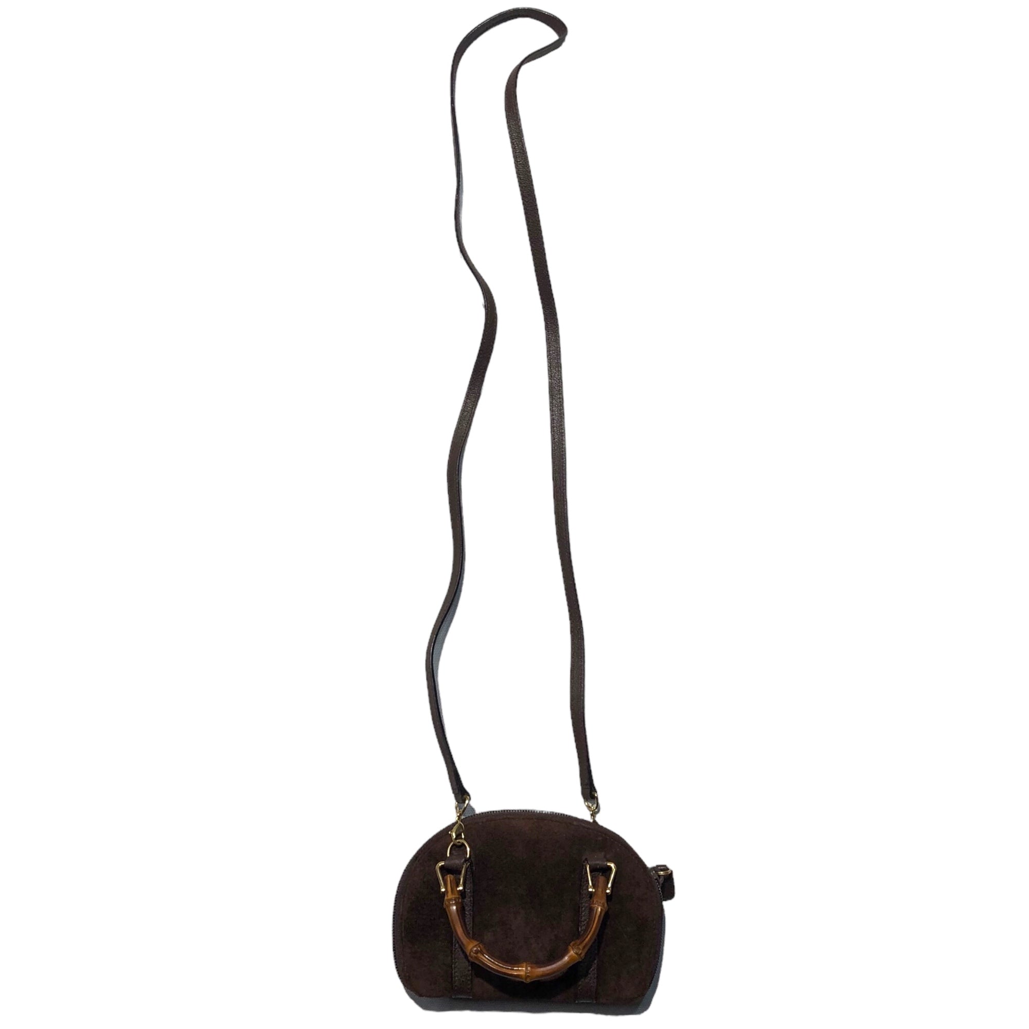 GUCCI(グッチ) OLD GUCCI 2WAY mini suede bamboo shoulder bag ミニ スウェード バンブー ショルダー バッグ 913021-620306 ブラウン 箱付き