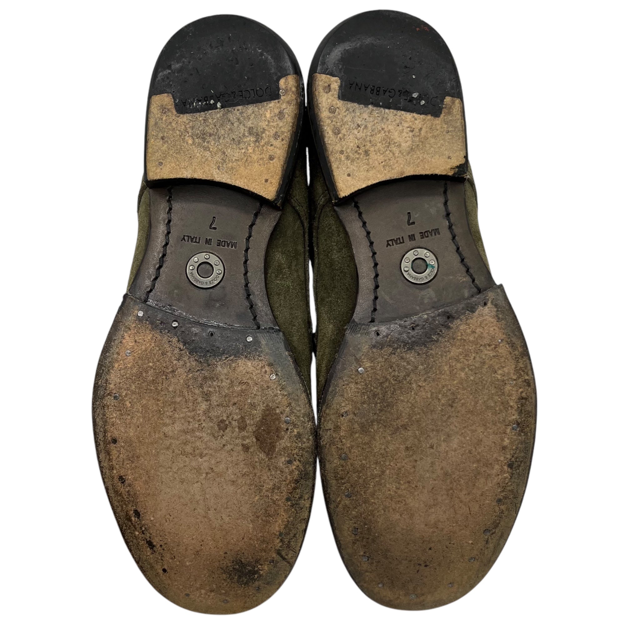 DOLCE&GABBANA(ドルチェ&ガッバーナドルガバ) suede lace-up boots スウェード 編み上げ ブーツ スエード 1043 7(25.0cm) カーキ