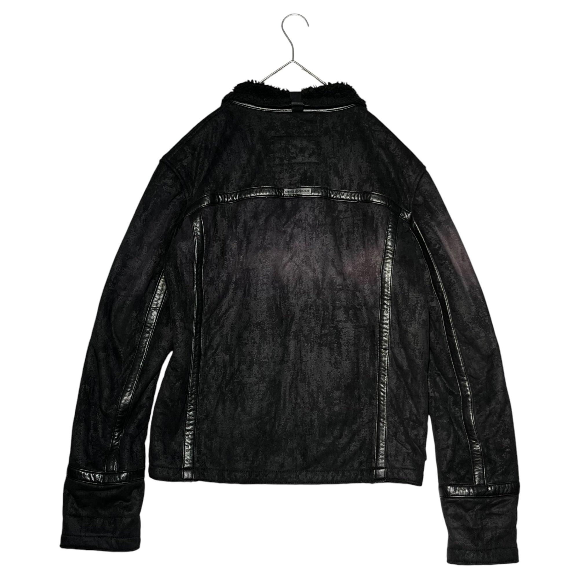 ARMANI JEANS(アルマーニジーンズ) 00's Eco leather pumping boa jacket エコ レザー パイピング ボア ジャケット 44(SM程度) ブラック Y2K