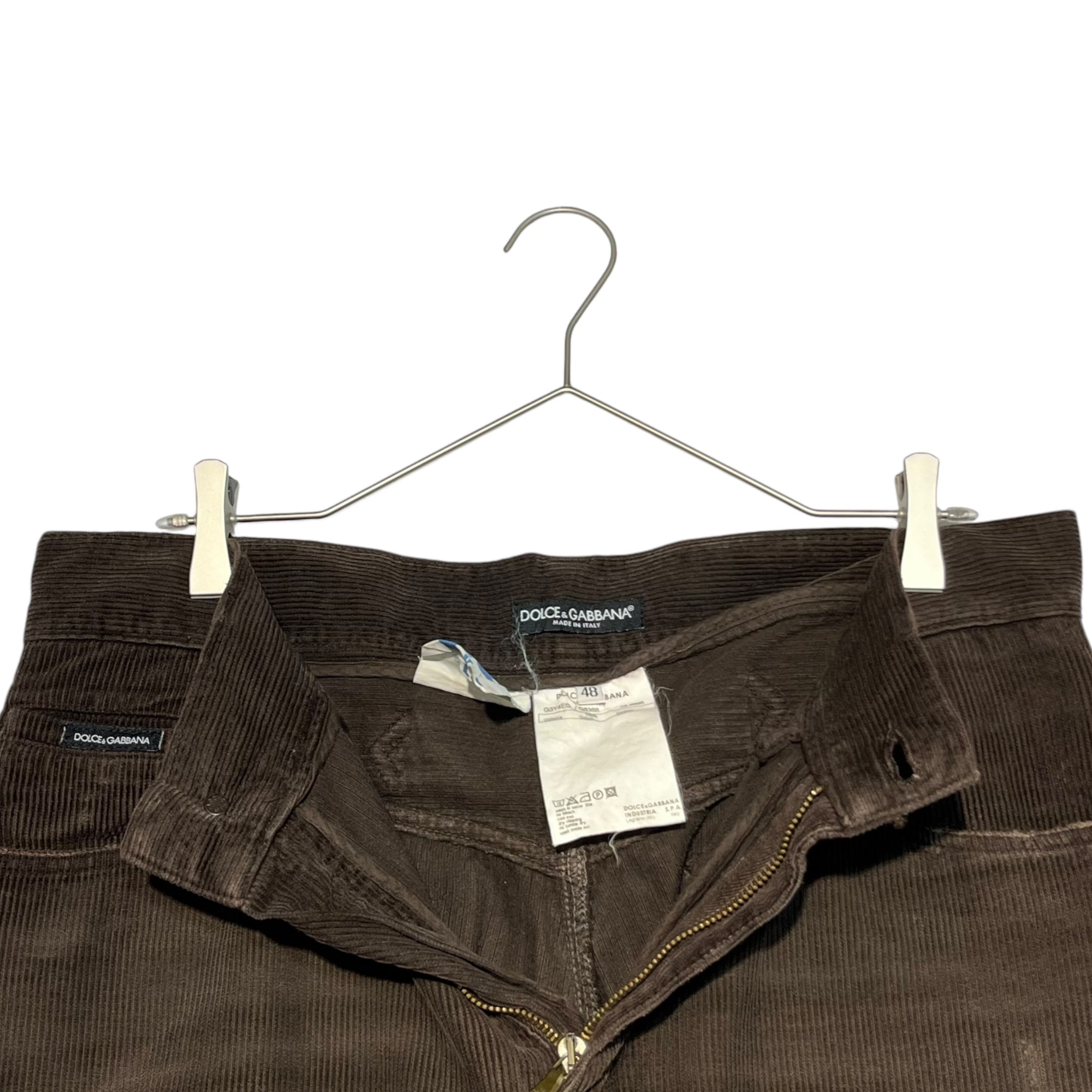 DOLCE&GABBANA(ドルチェ&ガッバーナドルガバ) 00's back plate corduroy pants バック プレート コーデュロイ パンツ G3Y4ED G8368 48(L程度) ブラウン
