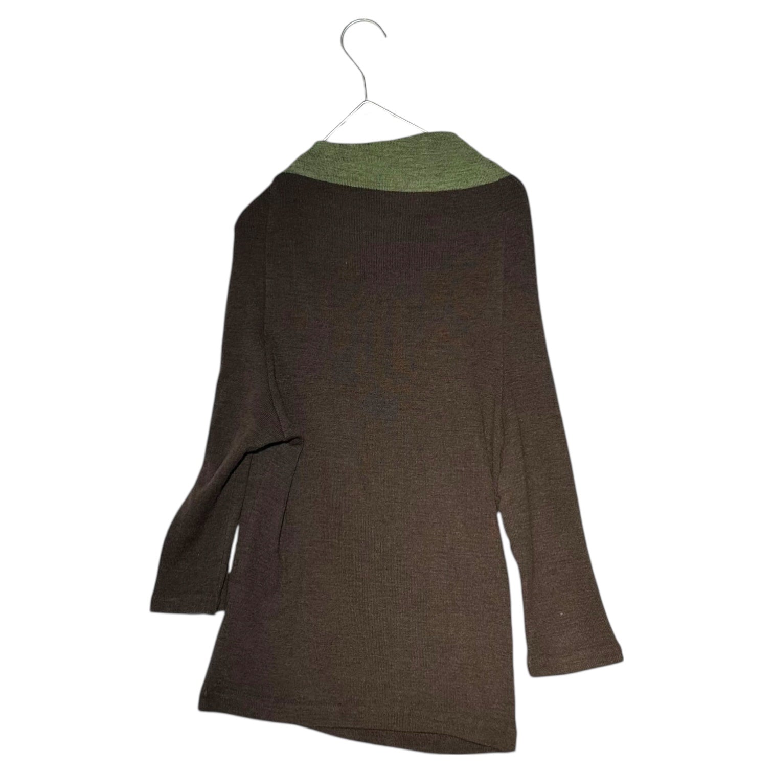 Y's(ワイズ) Deformed high neck wool knit 変形 ハイネック ウール ニット 3(M程度) ブラウン×グリーン オフショルダー