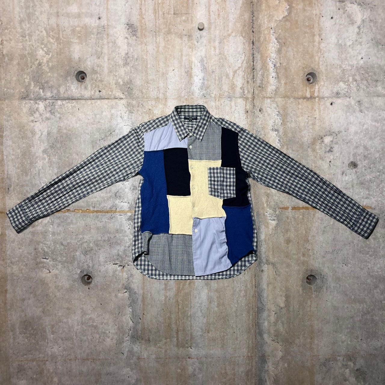 COMME des GARCONS HOMME(コムデギャルソンオム) 10AWウール縮絨パッチワークシャツ HF-B054 S ブルー AD2010