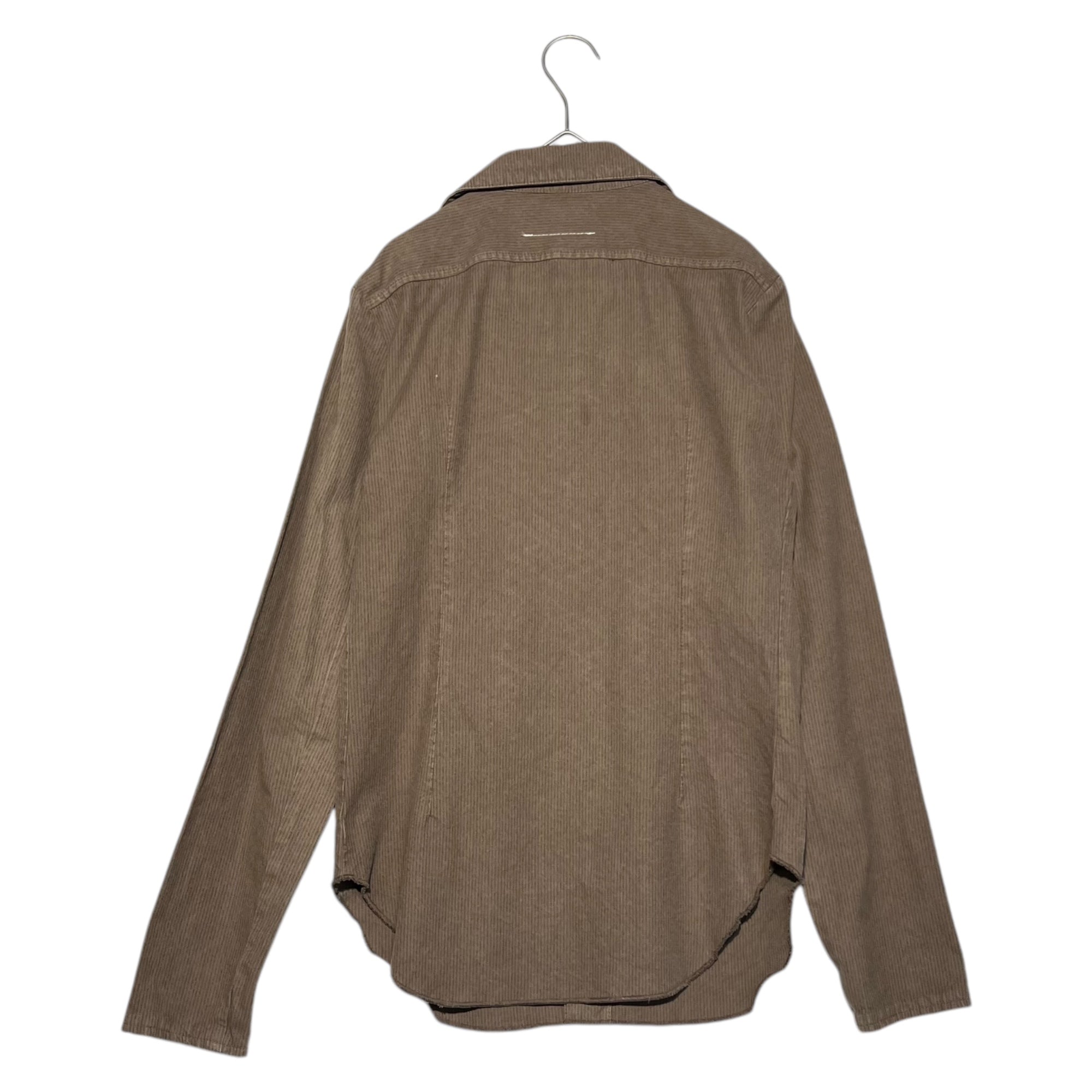 Maison Martin Margiela(メゾン マルタンマルジェラ) 05AW ⑥ Archive striped french work shirt jacket アーカイブ ストライプ フレンチ ワーク シャツ ジャケット 42(L程度) ブラウン アーカイブ 本人期 00s MM6 ここのえ