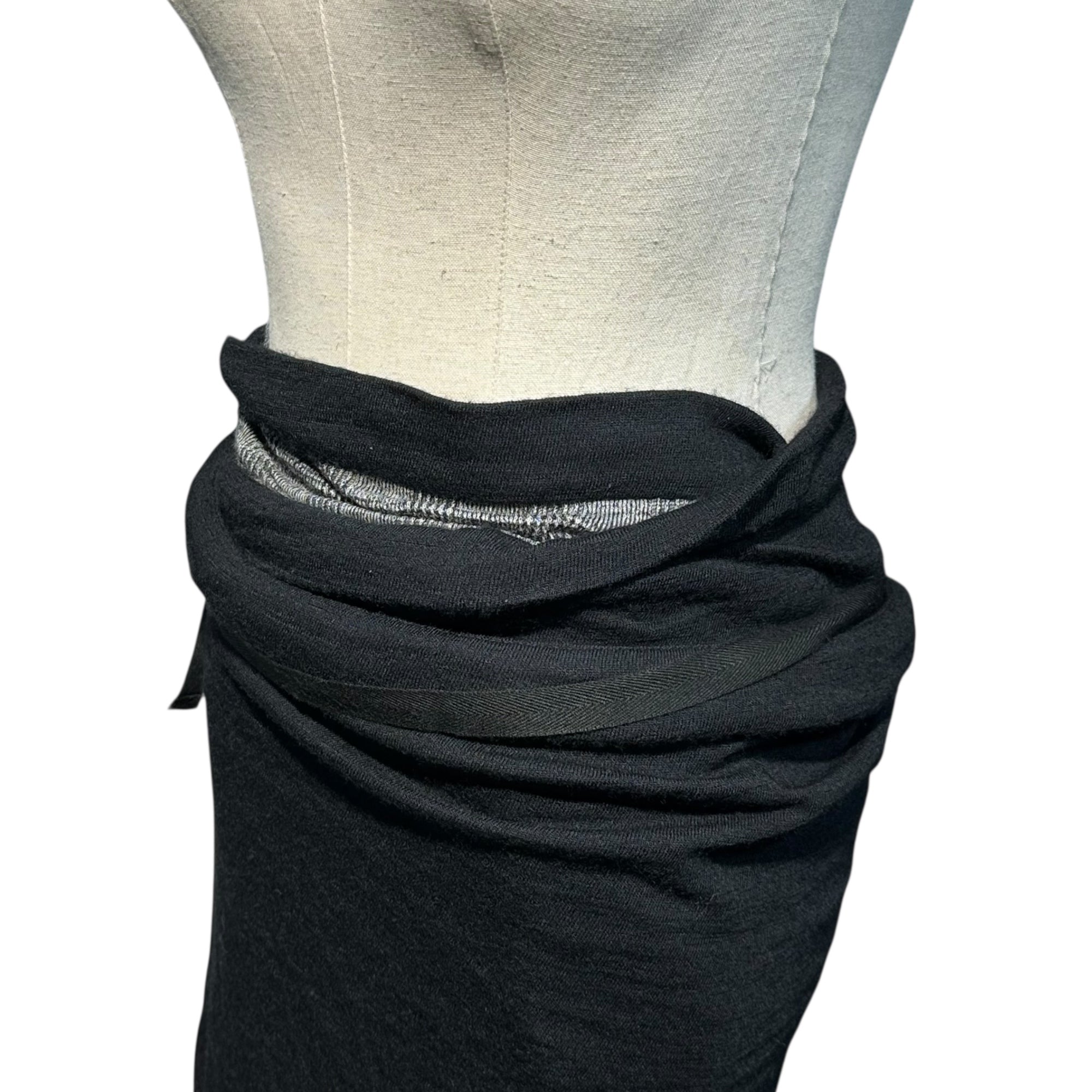 YOHJI YAMAMOTO(ヨウジヤマモト) Knit Wrap Skirt ニット 巻き スカート FE-T31-169 FREE グレー×ブラック