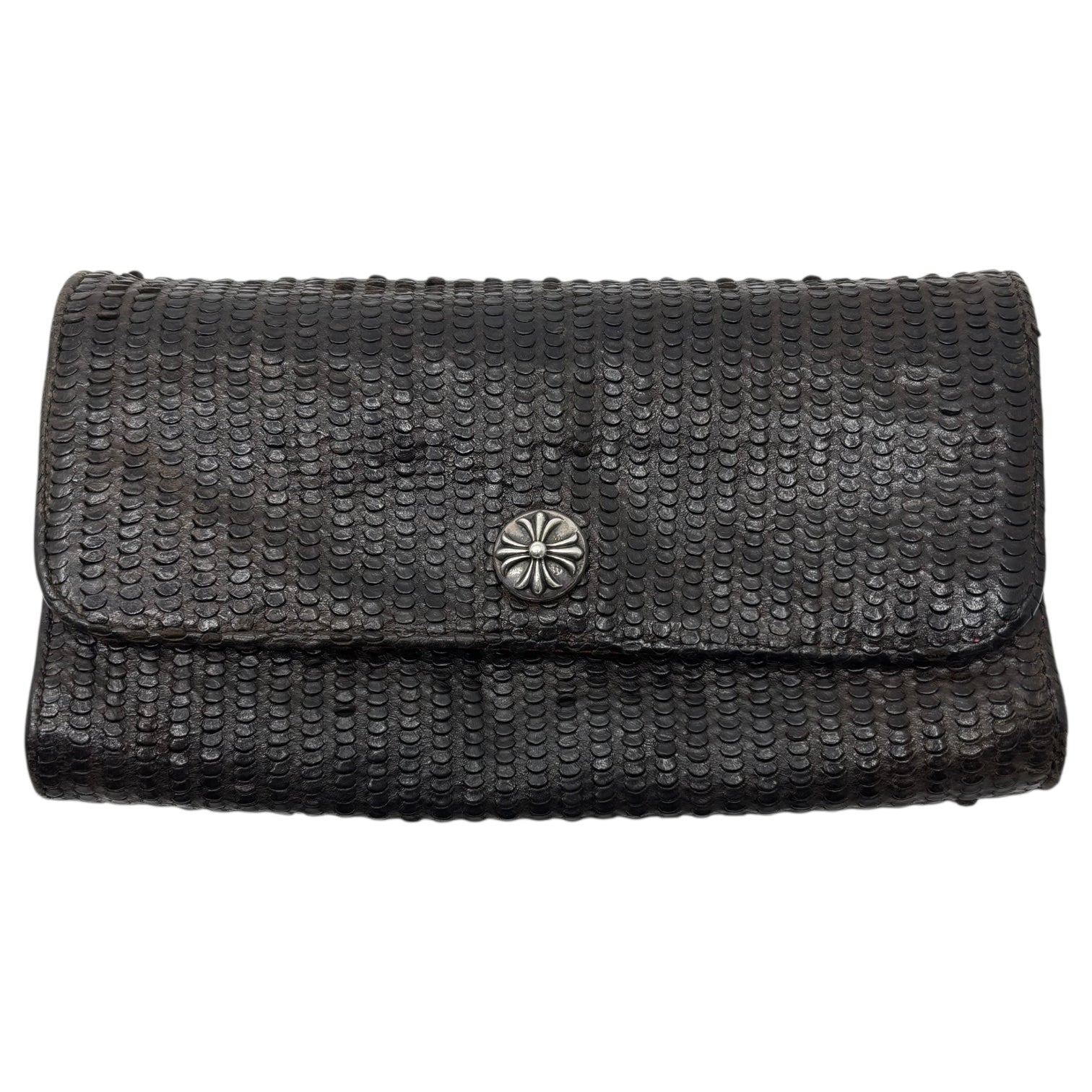 CHROME HEARTS(クロムハーツ) JUDY NOVELTY ジュディ ノベルティ クロスボタン レザーウォレット財布 ブラック×ピンク 限定品