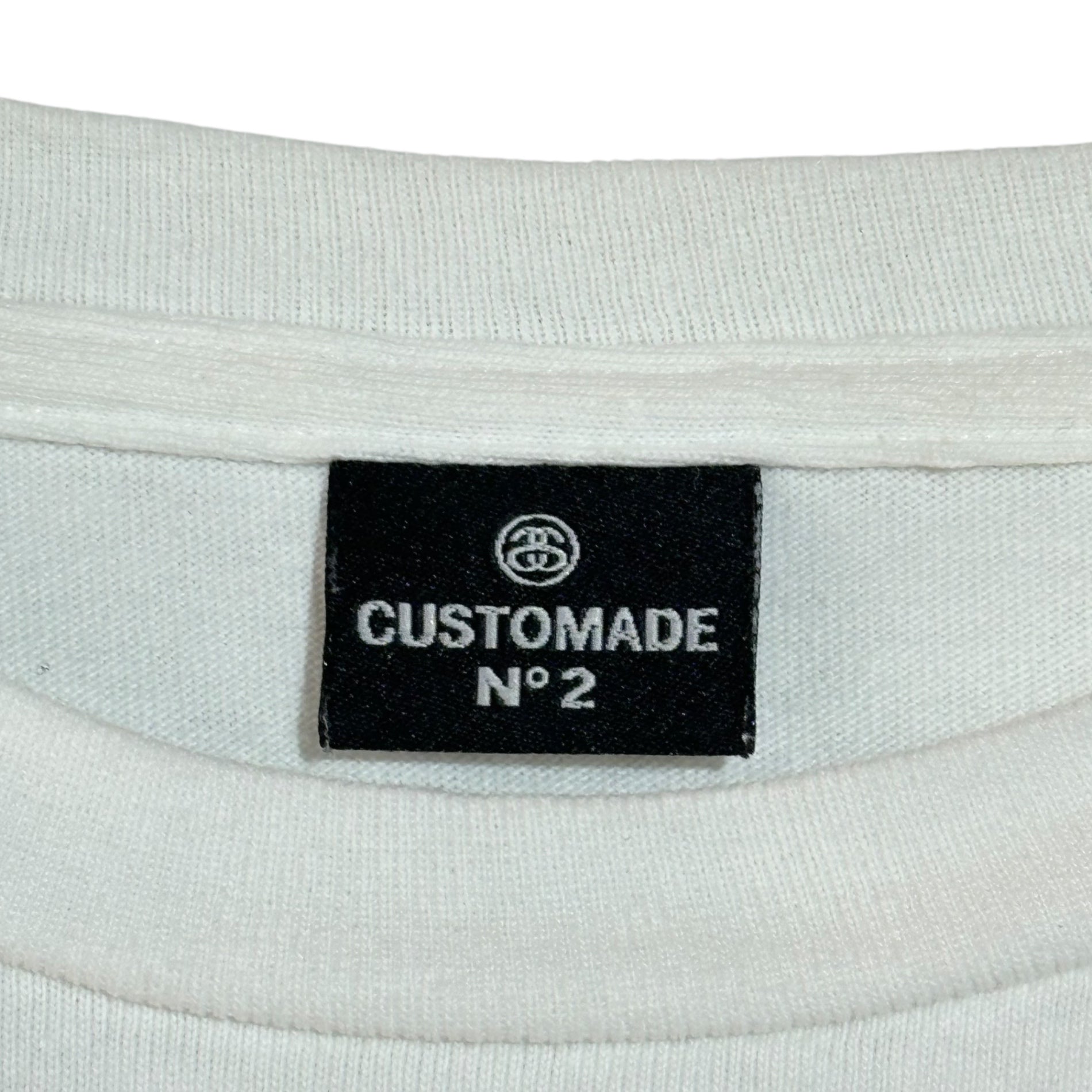 STUSSY(ステューシー) 00's USA made "CUSTOMADE №2" LOGO TEE カスタムメイド ロゴ Tシャツ 表記無(M程度) ホワイト CM LABLCNCPT