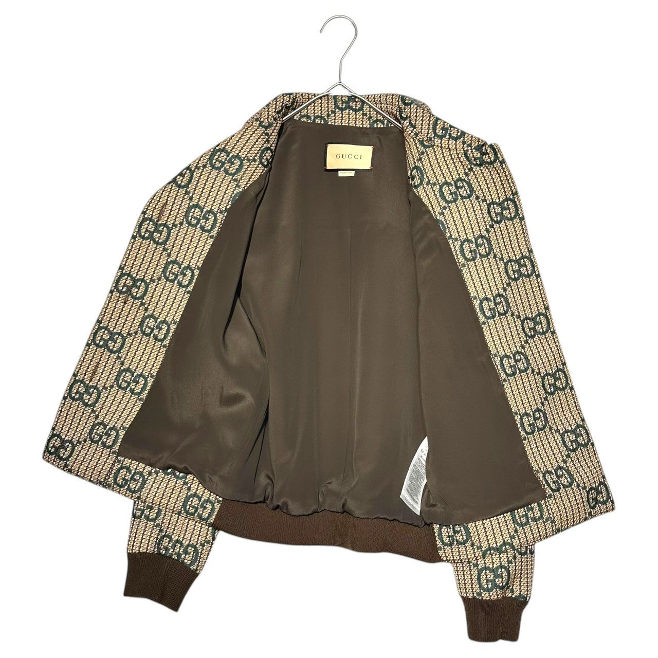 GUCCI(グッチ) Cruise 2024/25 collection GG Logo Wool Bomber Jacket GG ロゴ ウール ボンバー ジャケット 776895 36(S程度) ブラウン×グリーン ブルゾン