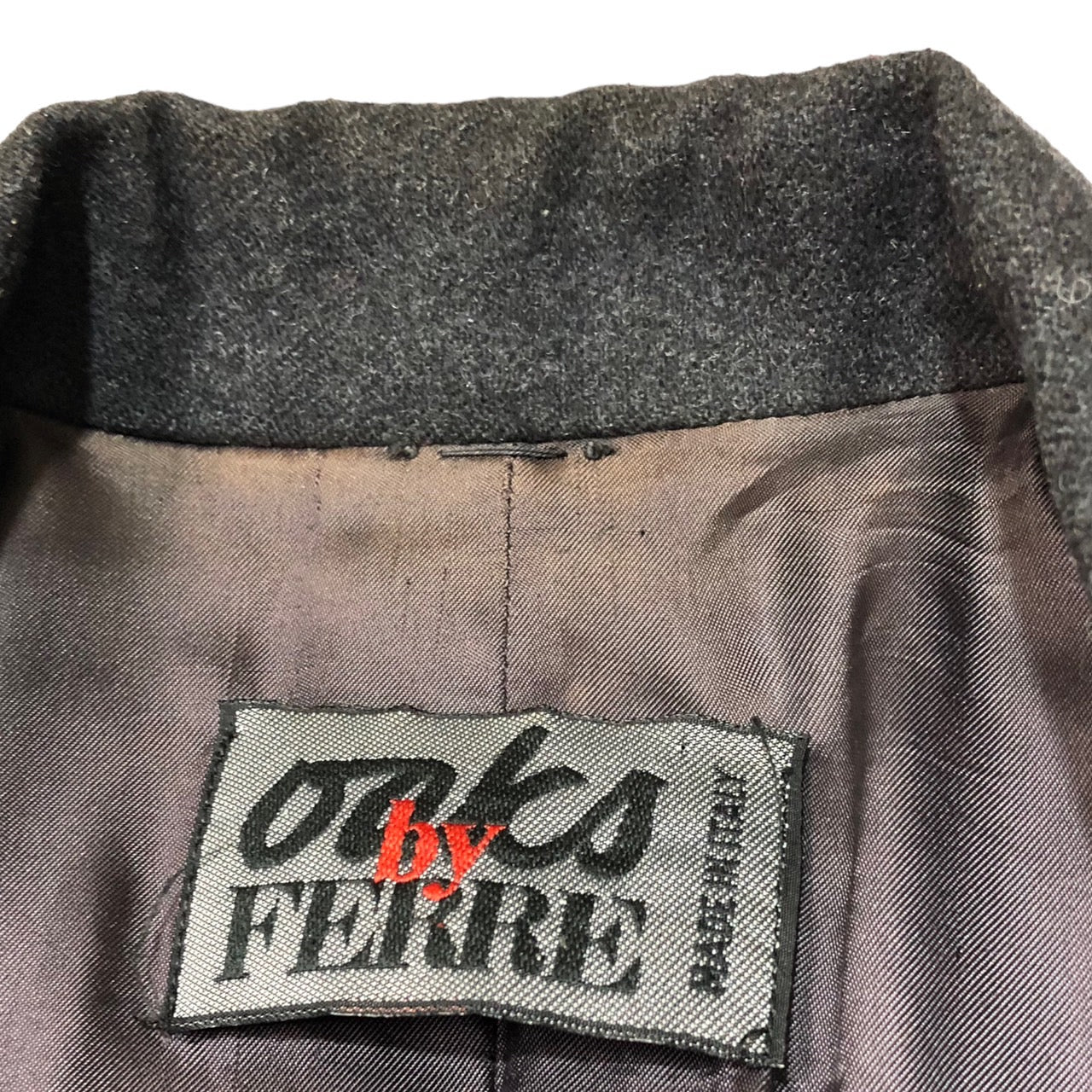 oaks by FERRE(オークスバイフェレ) 90'sボアスリーブウールジャケット 42(L~XL程度) グレー×ベージュ MADE IN ITALY