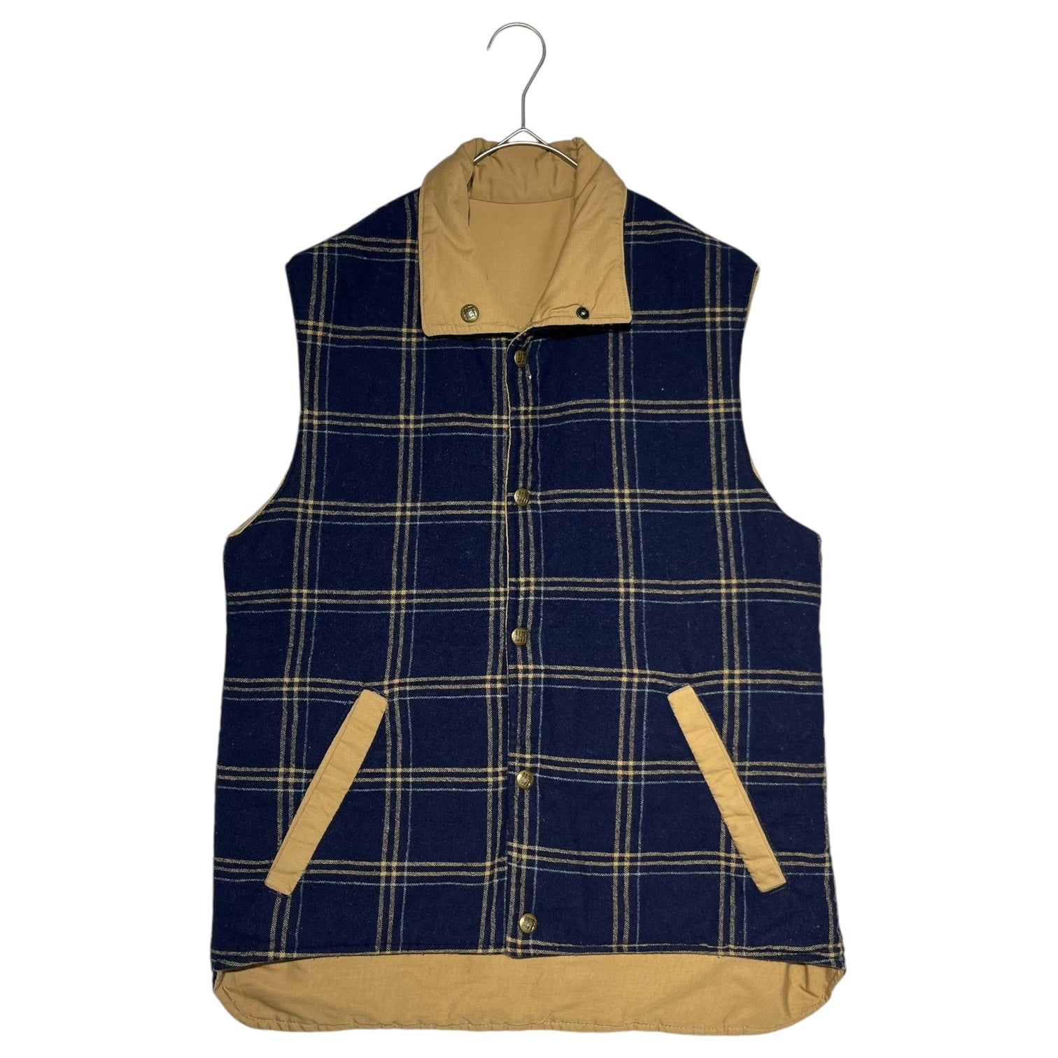 Columbia(コロンビア) 70's~80's Reversible cotton wool vest リバーシブル コットン ウール ベスト M ベージュ×ネイビー 70年代~80年代 ヴィンテージ イエローストーンタグ