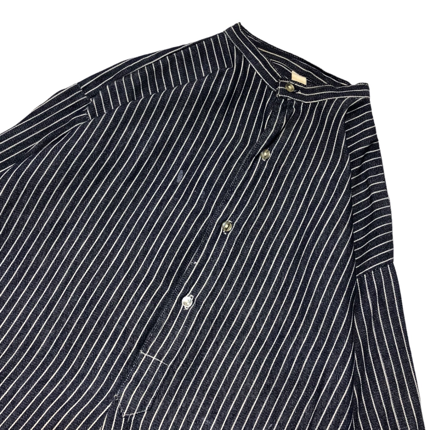J.G.EISEL GMBH&CO(アイゼル) 70's ~ 80's german work cotton striped shirt ドイツ ワーク コットン ストライプ シャツ 42(XL程度) ネイビー