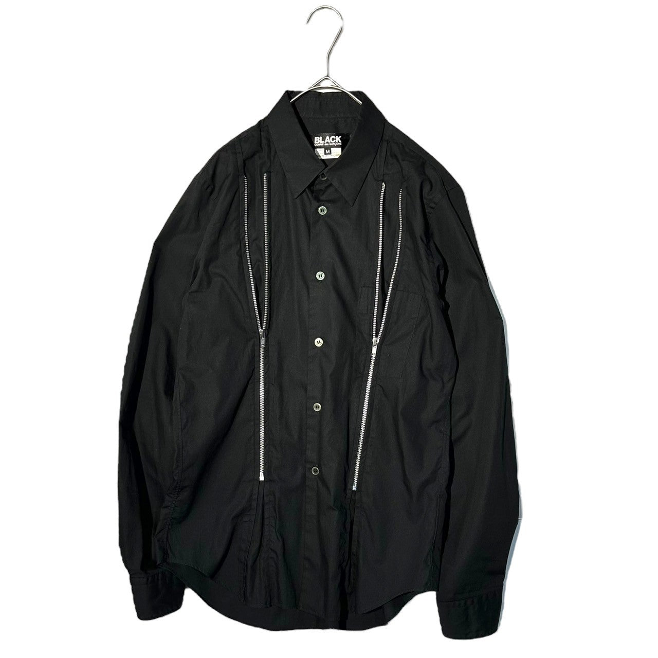 BLACK COMME des GARCONS(ブラックコムデギャルソン) 19SS Front Zip Regular Collar Long Sleeve Shirt フロントジップ レギュラーカラー 長袖 シャツ 1C-B001 M ブラック AD2018