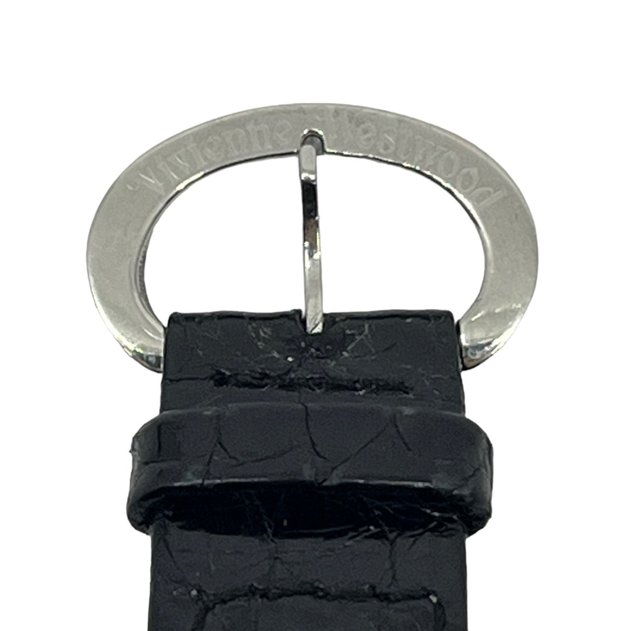 Vivienne Westwood(ヴィヴィアンウエストウッド) 00's oval leather belt watch/楕円 型押しレザー腕時計 VW-4001 文字盤:ブラック 動作確認済み
