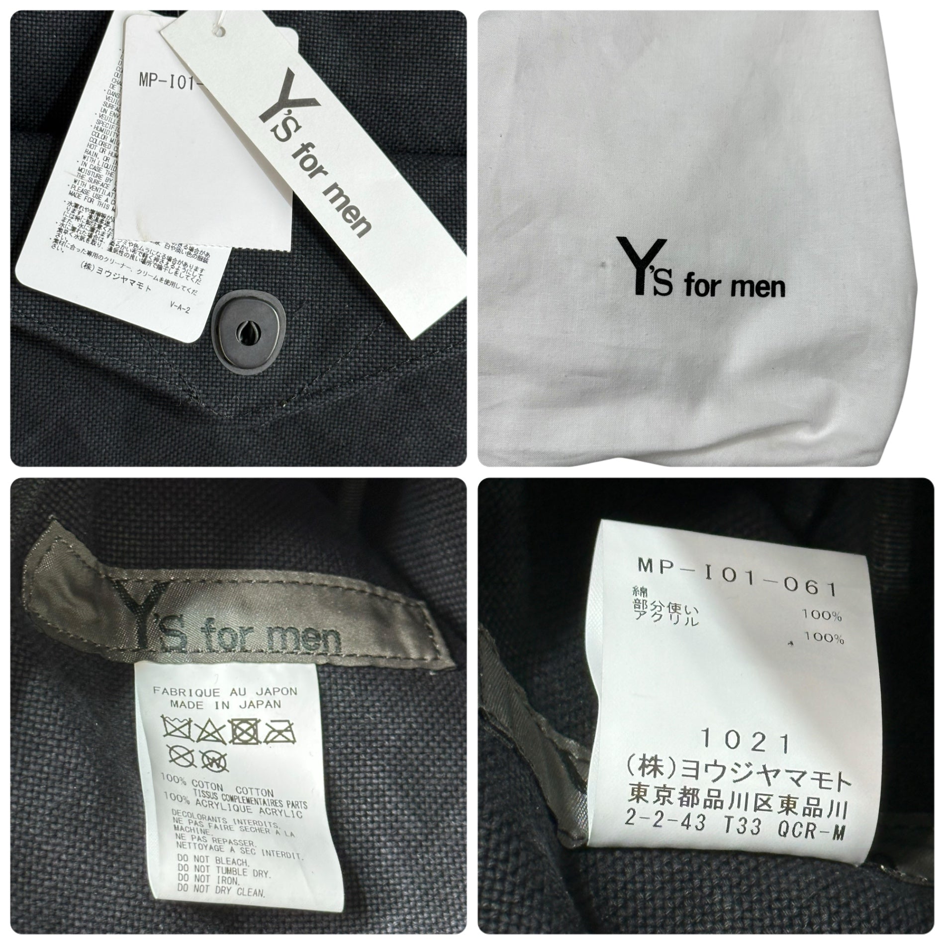 Y's for men(ワイズフォーメン) 25SS C6 CANVAS BIO MILITARY RUCKSACK キャンバス バイオ ミリタリー リュック サック バックパック MP-I01-061-1-03 FREE ブラック タグ付属 国内参考定価72,600円(税込)