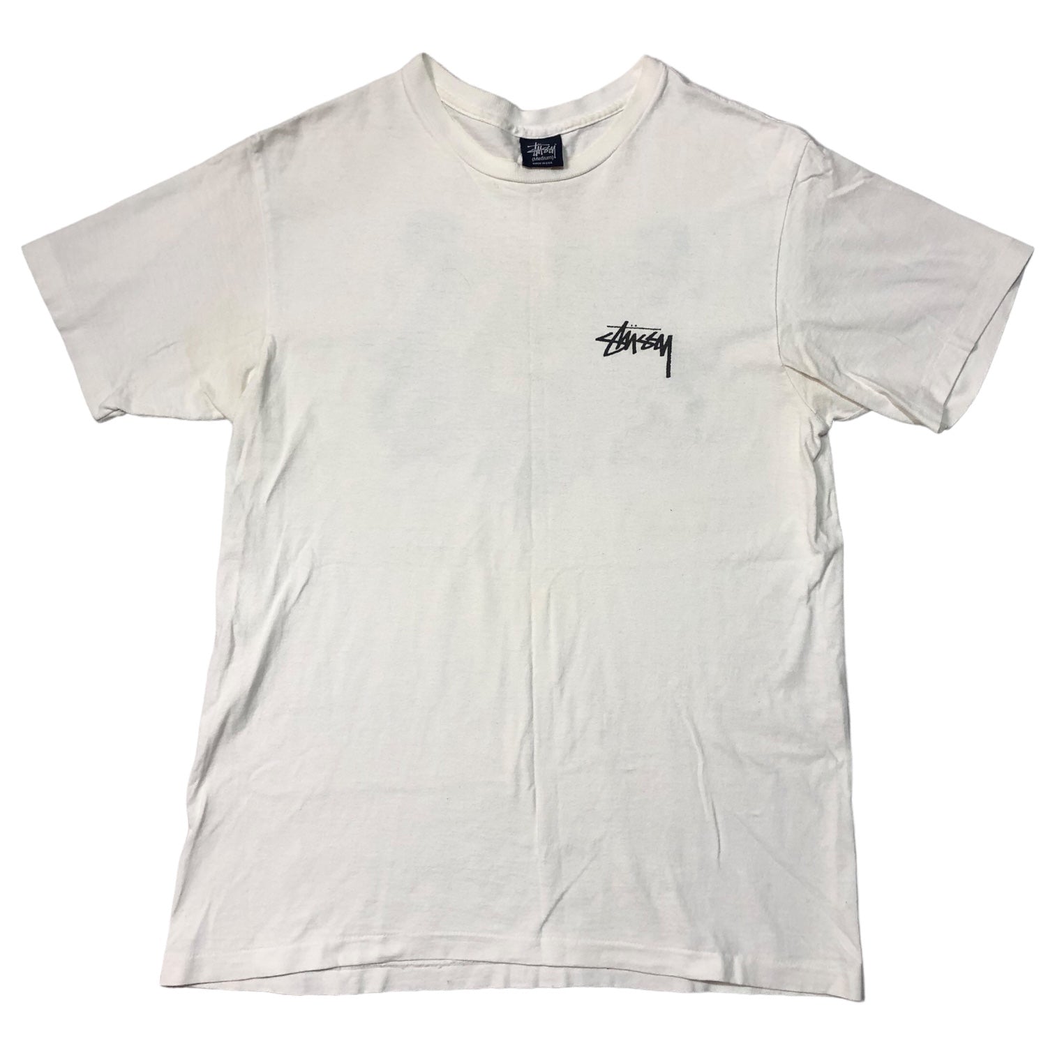 STUSSY(ステューシー) 90's~00's VINTAGE Panther x Lion Logo Tシャツ パンサー ライオン 紺タグ SIZE M ホワイト 90~00年代 バックプリント OLD STUSSY