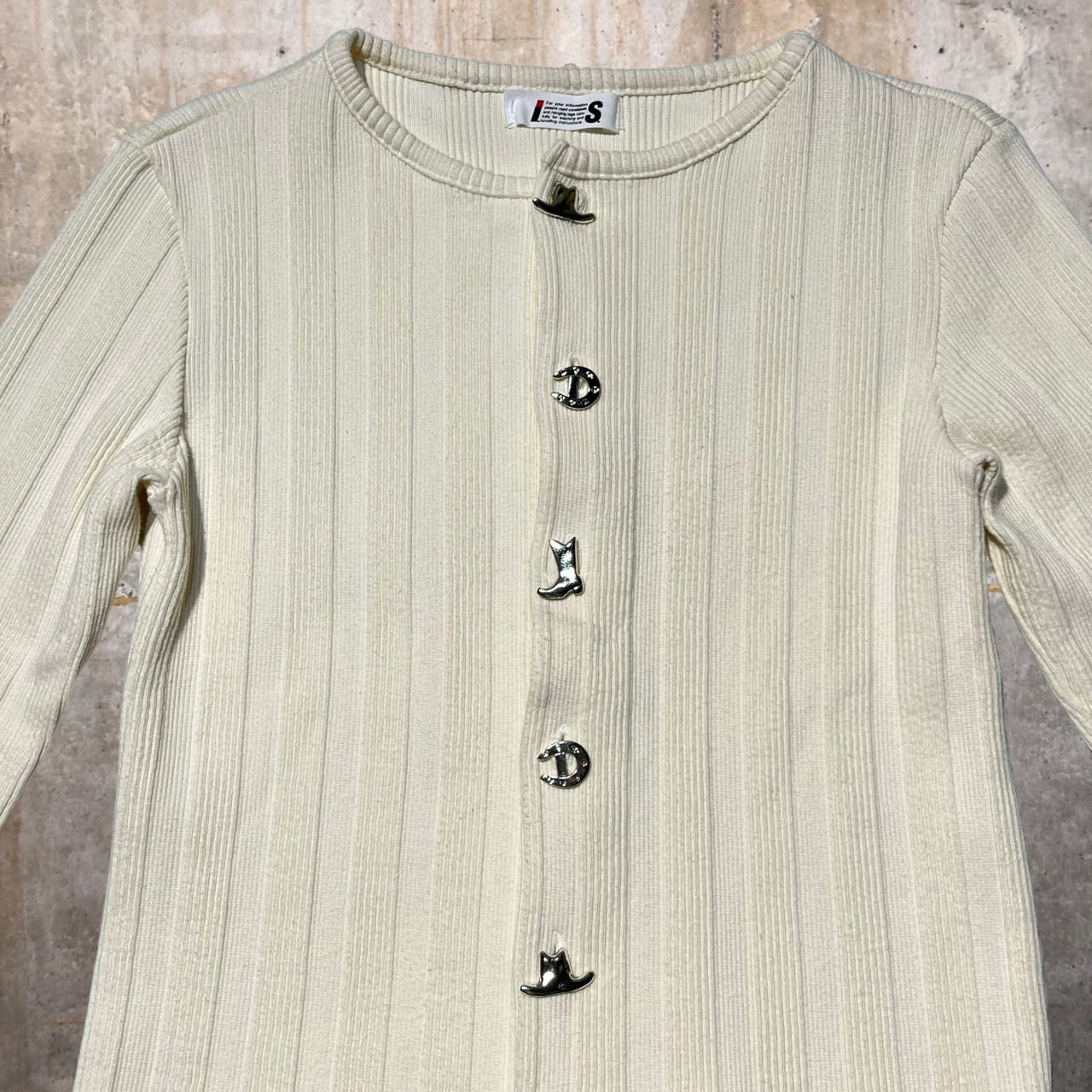 i.s. ISSEY MIYAKE(アイエス イッセイミヤケ) 90's design button ribbed cardigan/デザインボタンリブカーディガン IS23JO014 M アイボリー