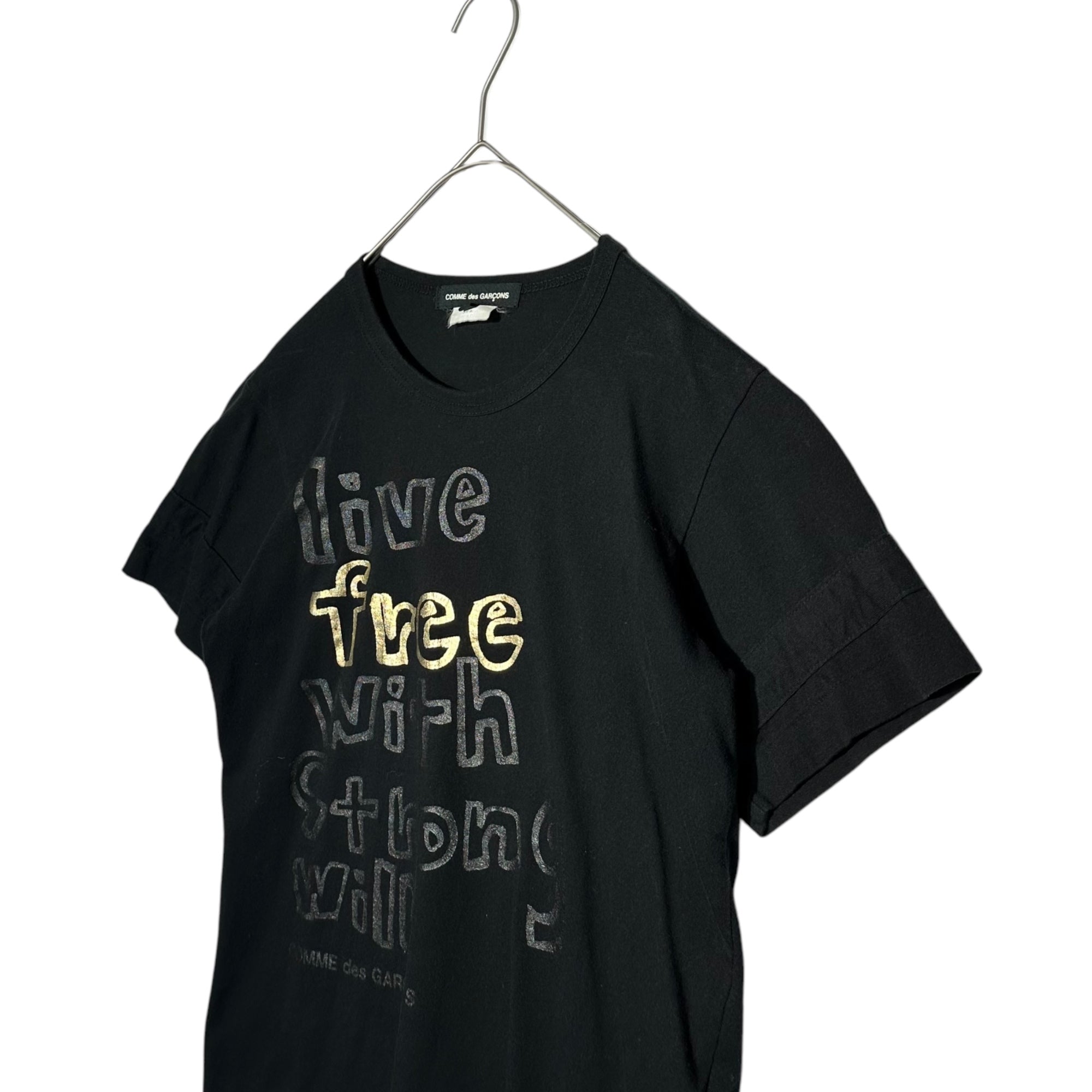 COMME des GARCONS(コムデギャルソン) 13SS ”live free with strong will” logo S/S T-shirt ロゴ プリント 半袖 Tシャツ GK-T047 M ブラック AD2012