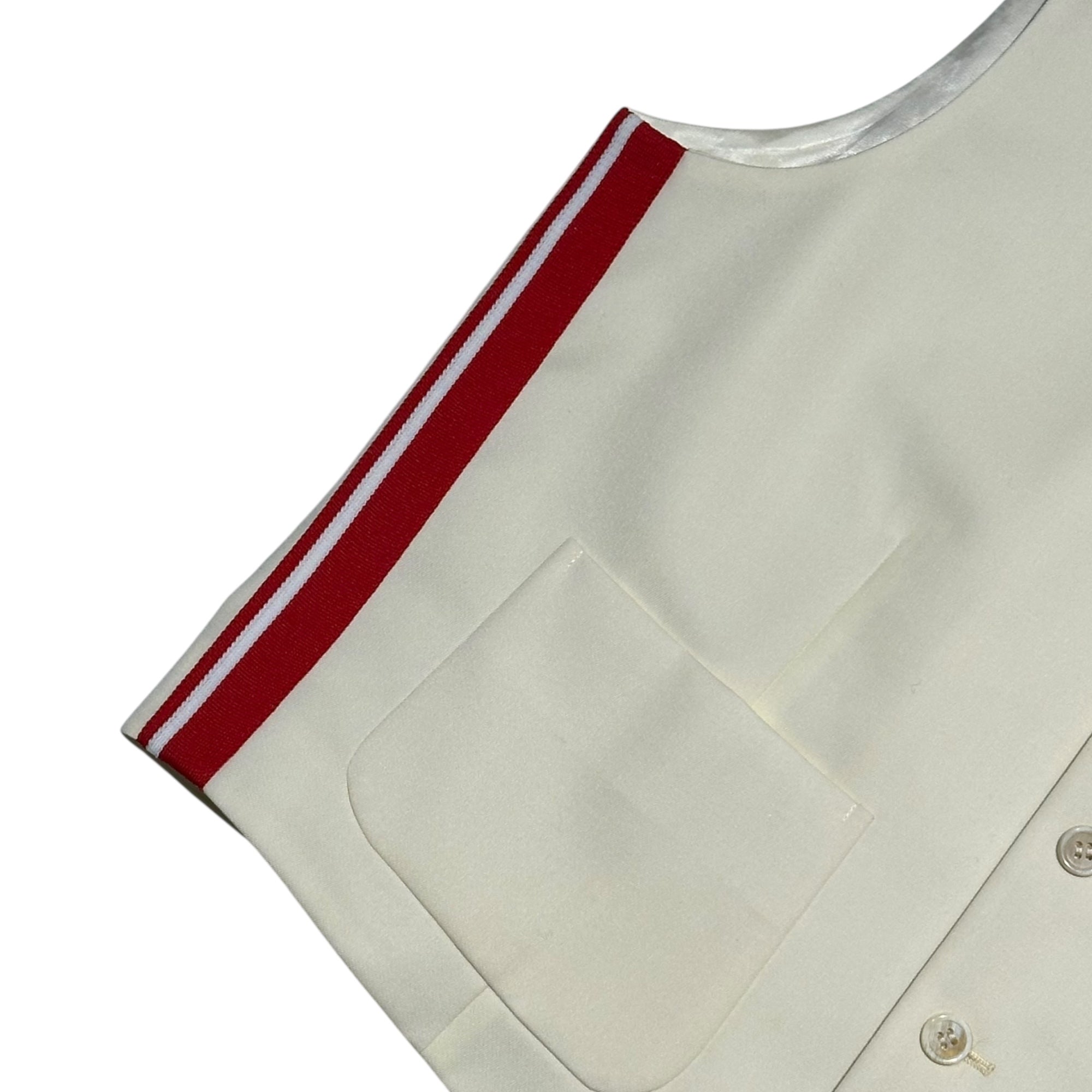 COMME des GARCONS Girl(コムデギャルソンガール) 23SS Wool Side-Lined Gilet ウール サイドライン ジレ NK-V002 M アイボリー×レッド AD2022 ベスト