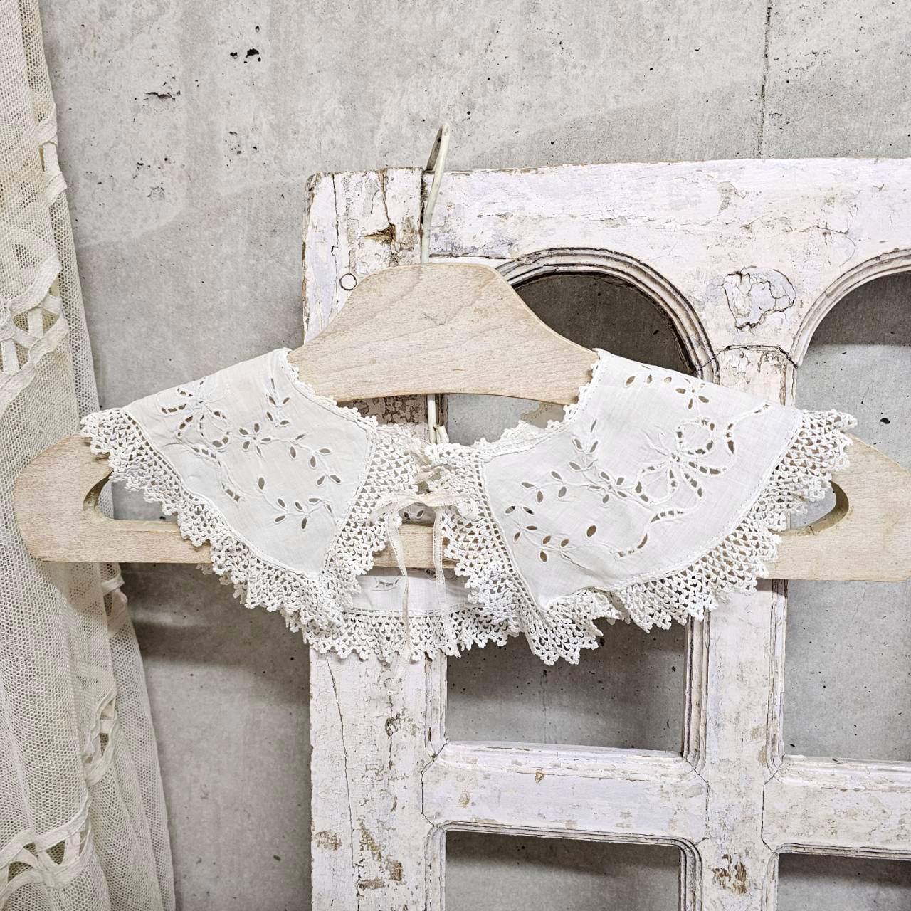 Euro antique(ヨーロッパアンティーク) France cutworklace collar フランス カットワークレースのつけ襟 ホワイト