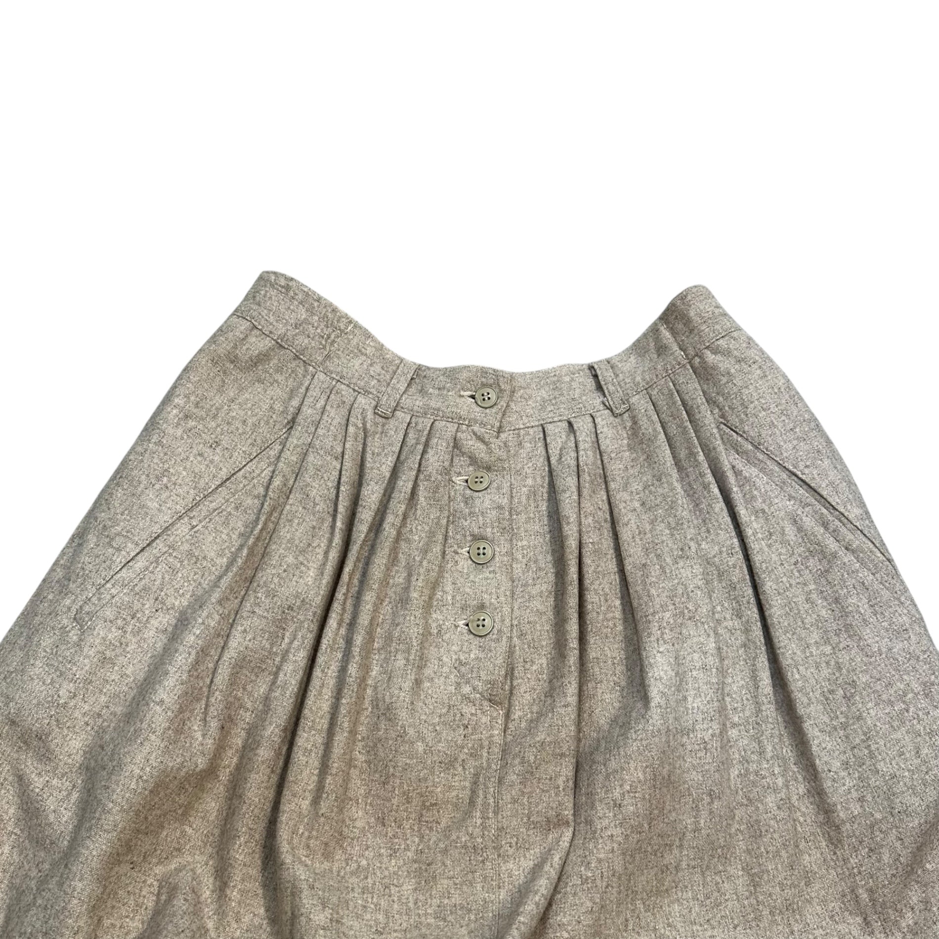 Euro vintage(ヨーロッパヴィンテージ) front button liner graybeige middle skirt フロントボタンデザインのライナー付きミドル丈スカート 表記無し(M程度) グレージュ