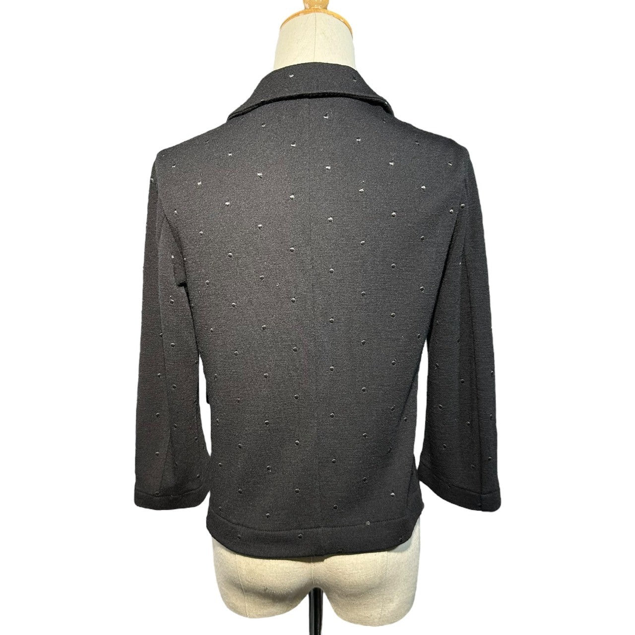 tricot COMME des GARCONS(トリココムデギャルソン) 09AW Short jacket with shawl collar and buttonless dot embroidery ショールカラー ドット刺繍 ボタンレス ショート ジャケット TD-T009 FREE ブラック AD2009