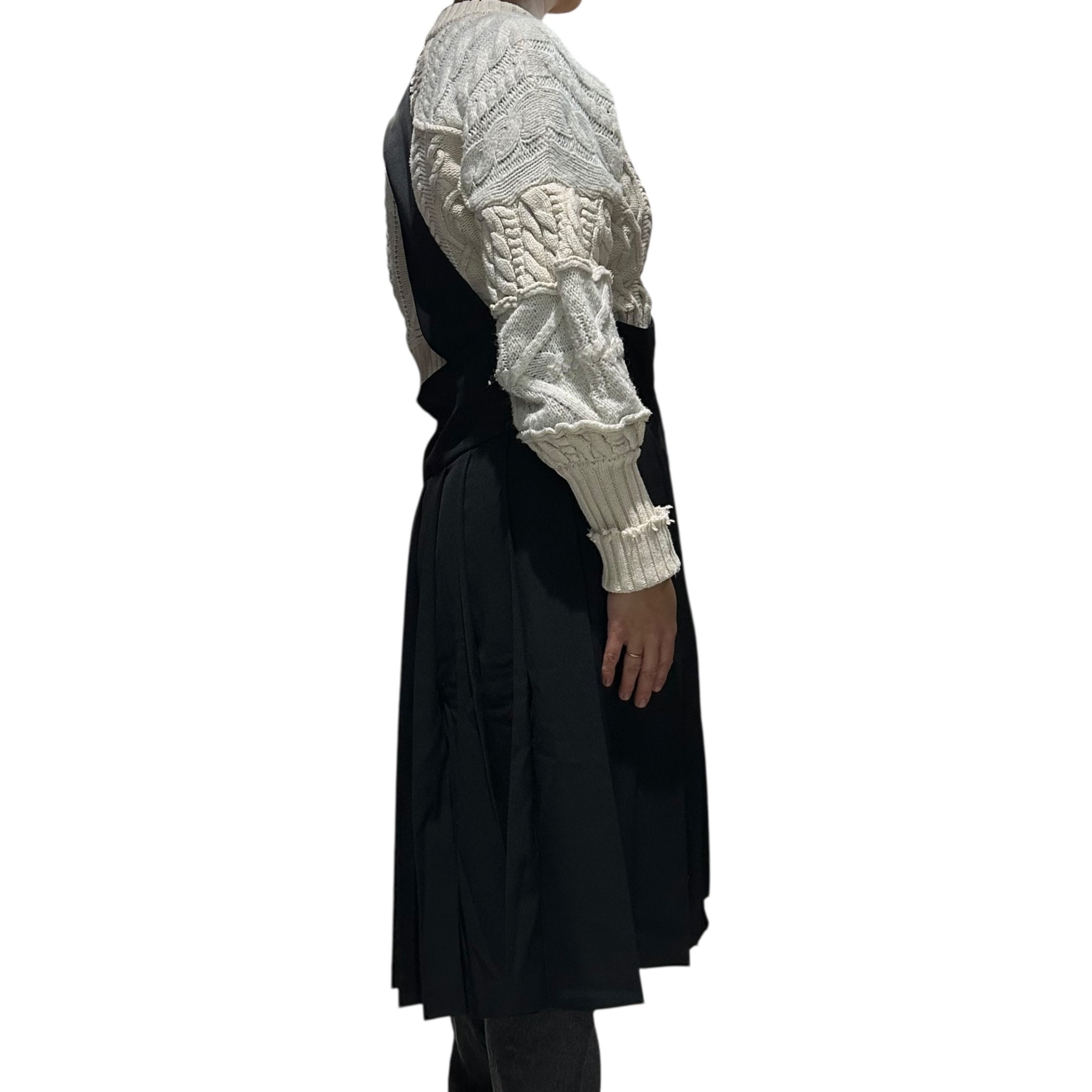 tricot COMME des GARCONS(トリココムデギャルソン) 09AW One-Shoulder Pleated Suspender Skirt ワンショルダー プリーツ 吊り スカート TD-A008 M ブラック AD2009 ジャンパースカート