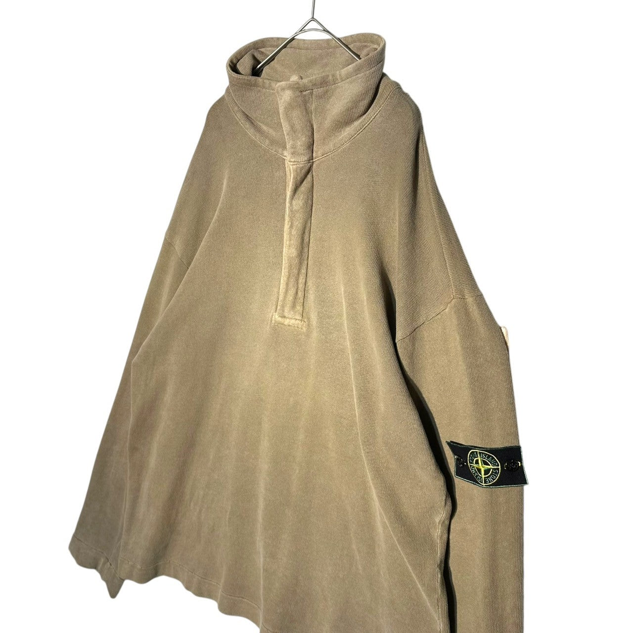 STONE ISLAND(ストーンアイランド) 98AW Half-Zip & Button Sweatshirt Pullover Shirt ハーフジップ&ボタン スウェット プルオーバー シャツ 29156E43 L ベージュ 90's 90年代 アーカイブ