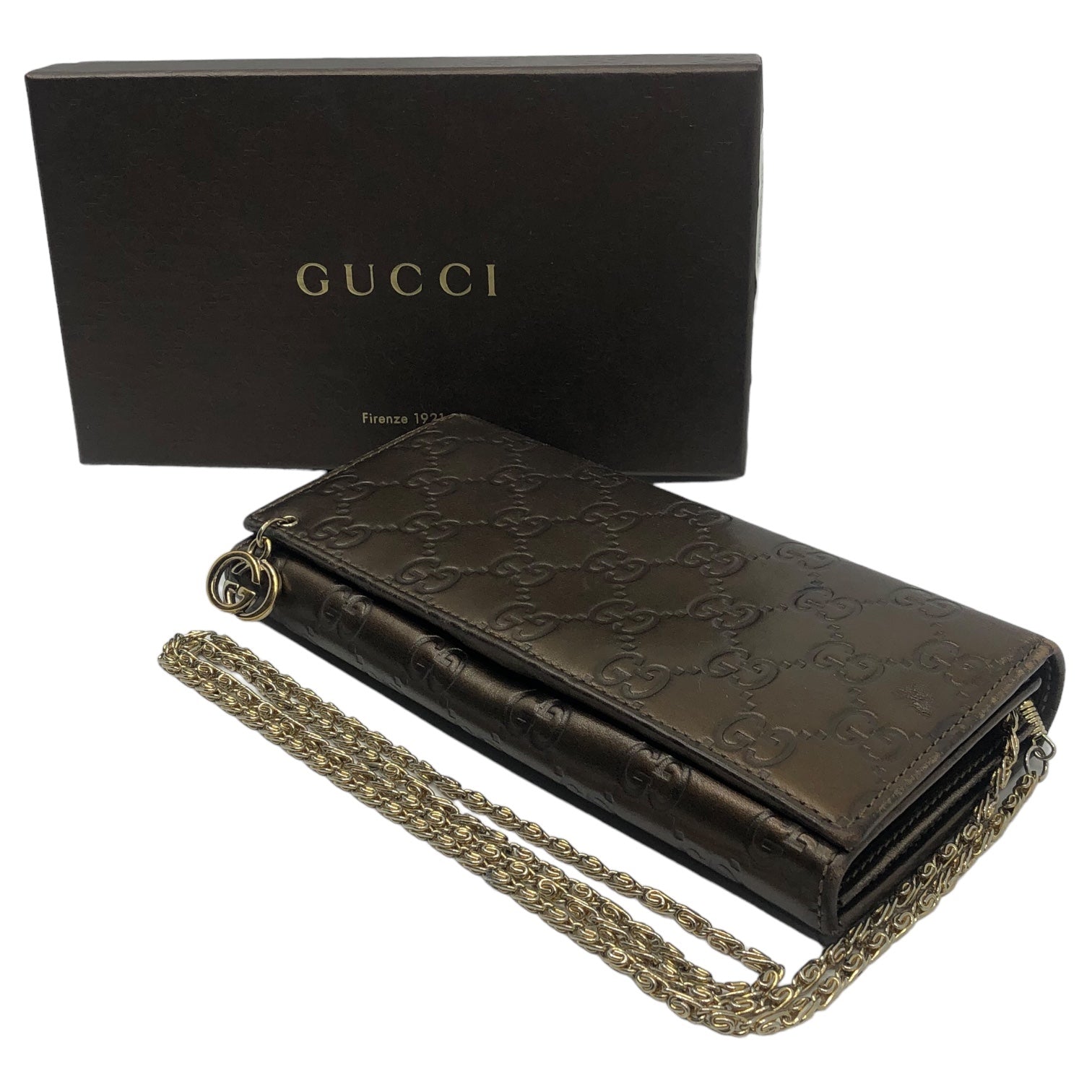 GUCCI(グッチ) 2WAY GGインプリメ ウォレット チェーンウォレット 長財布 ショルダーバッグ 224262-3661 メタリック