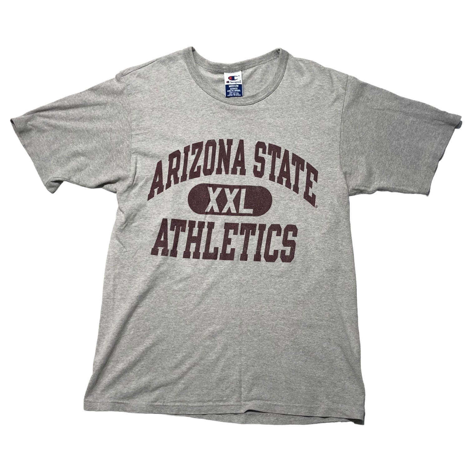 Champion(チャンピオン) 90's ”ARIZONA STATE ATHLETICS” college print t-shirt 3段プリント カレッジ Tシャツ アリゾナ M グレー 90年代 USA製