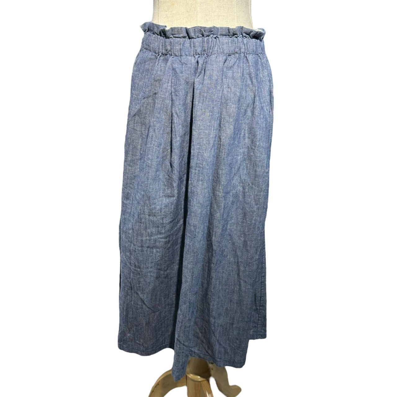 plantation(プランテーション) 12SS Waist Gathered Cotton Linen Flare Skirt ウエスト ギャザー コットン リネン フレア スカート PL22FG951 2 ライトブルー
