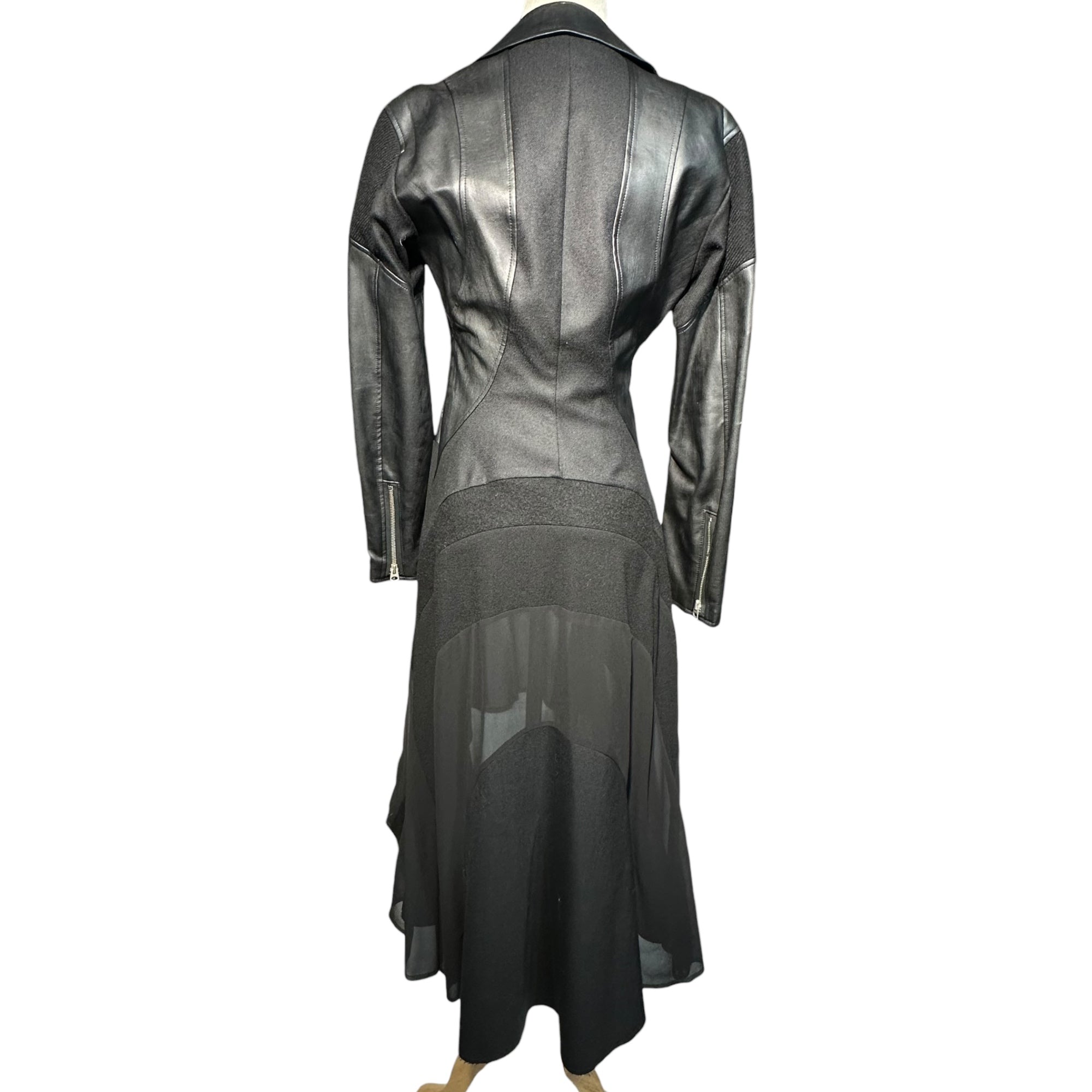 COMME des GARCONS JUNYA WATANABE(コムデギャルソンジュンヤワタナベ) 13AW Faux Leather Layered Double Rider Dress フェイクレザー レイヤード ダブル ライダース ワンピース JL-O003 XS ブラック AD2013